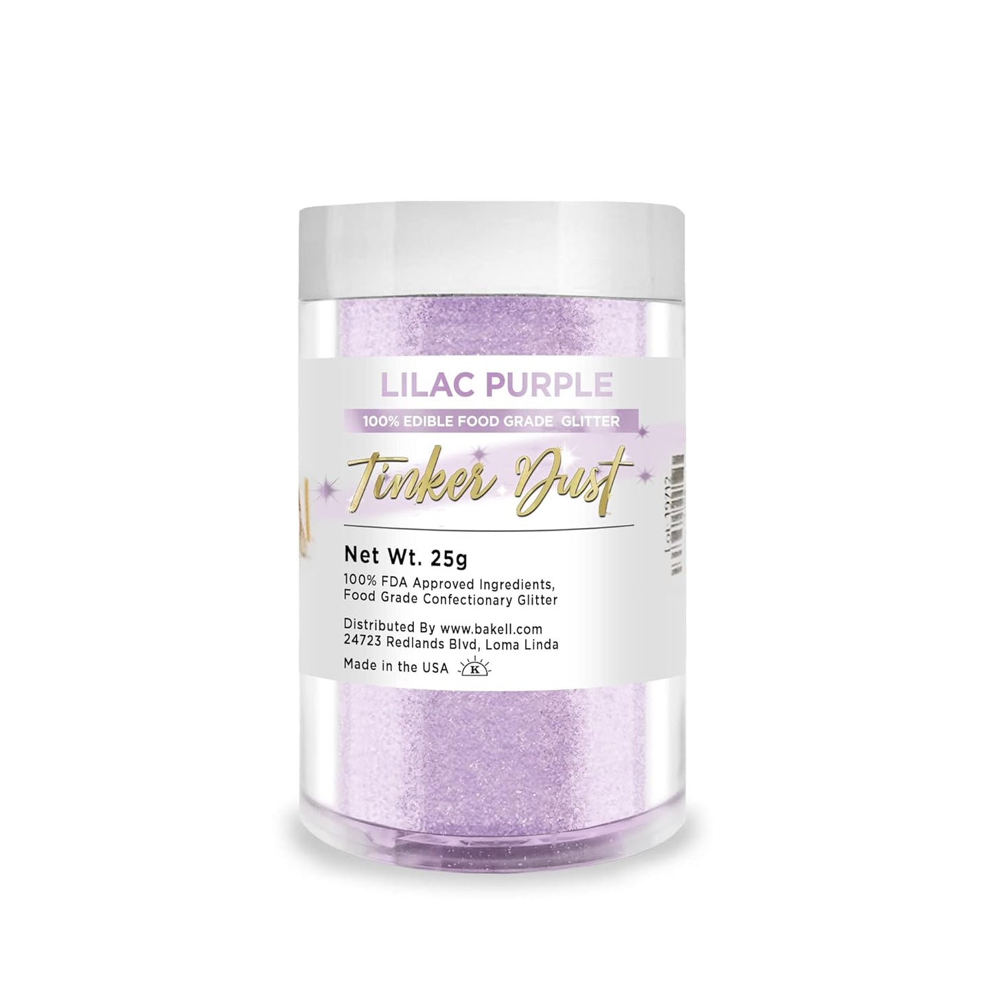 BAKELL Lilac Purple Edible Glitter, 25 Grams | TINKER DUST Edible Glitter | KOSHER Certified | 100% Edible Glitter | Cakes, Cupcakes, Cake Pops, Drinks, Dessert Vegan Glitter & Dusts (25g, Lilac Purple)