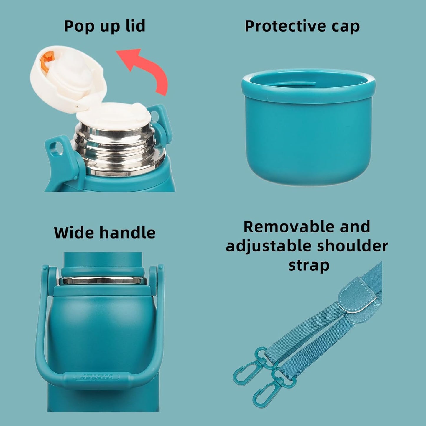 BJPKPK Insulated Water Bottle 50oz Stainless Steel Water Bottles with Handle and Lid Dishwasher Safe Metal Thermos for Traveling,Laguna