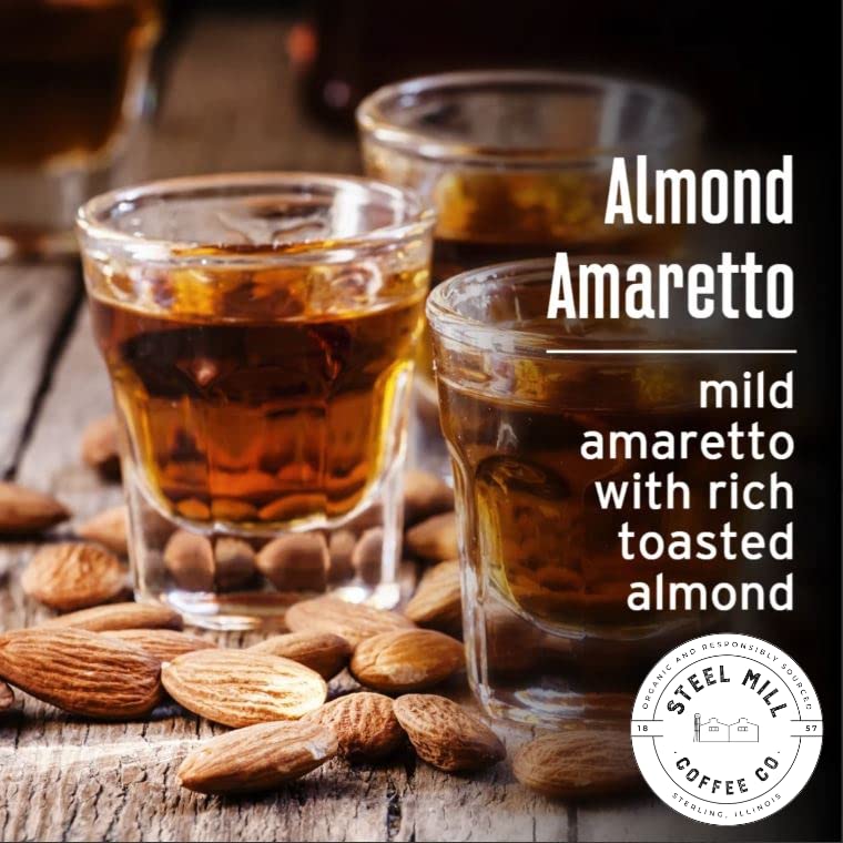 Steel Mill Coffee Co. - Almond Amaretto Flavored Coffee - Ground Coffee - Medium Roast - Regular - 100% Arabica Beans - Vegan - Sugar-Free - Gluten-Free - 12 oz Bag