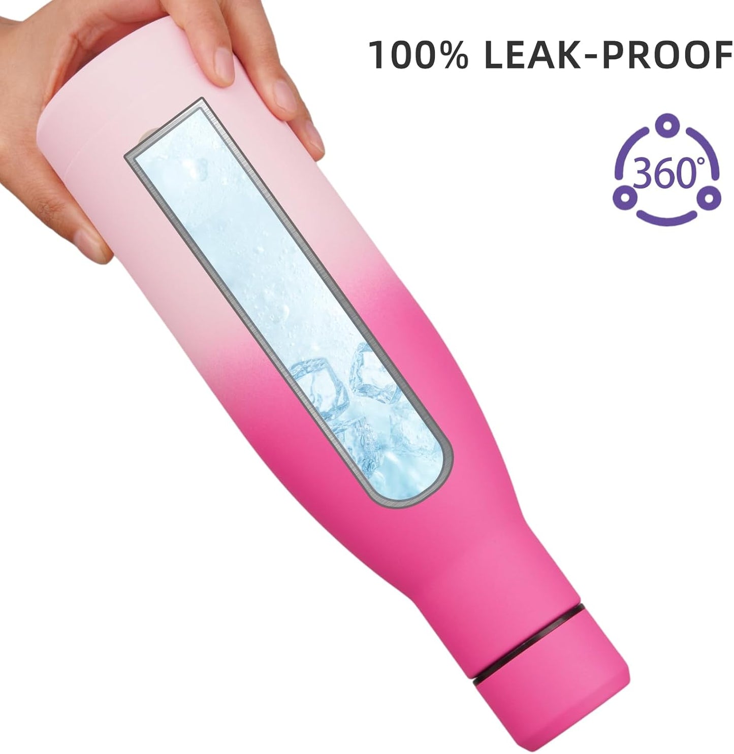 BJPKPK Insulated Water Bottle 17oz Stainless Steel Water Bottles Disawasher Safe Reusable Metal Thermos Keep Cold and Hot,Cherry