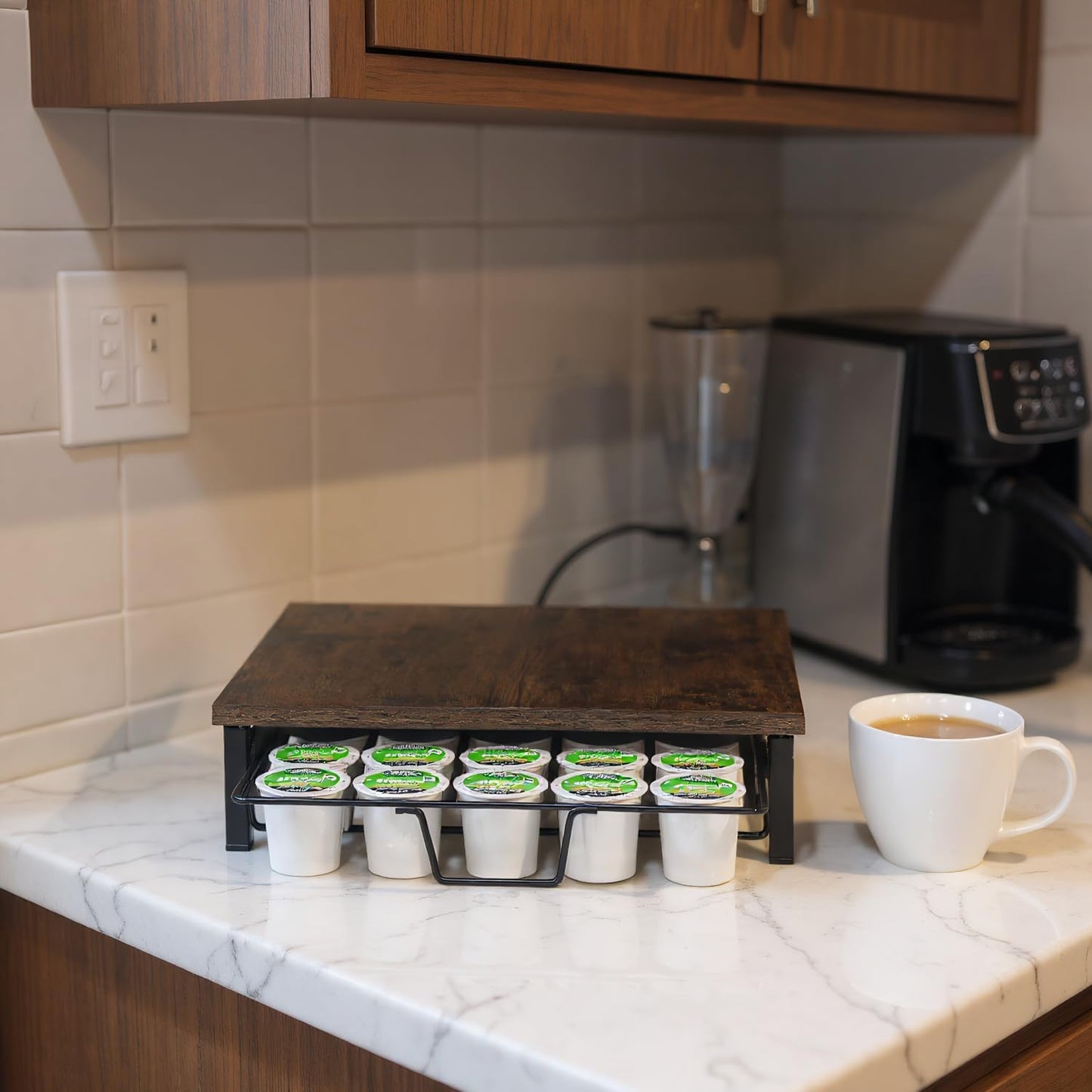 K Cup Holder Organizer, Coffee Pod Drawer Holder Capsule Storage Organizer Single Layer Sliding Storage Drawer, 30 Large Capacity, Home Office Cafe Counter