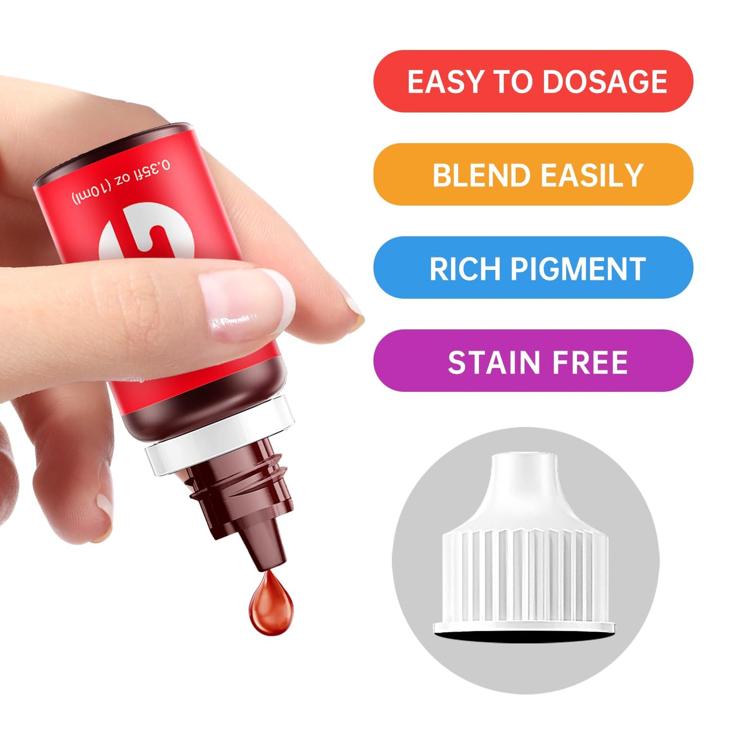 Food Coloring Liquid Food Dye Water Based Food Color 6 Colors x 10 ml Liquid Food Coloring Set for Baking Icing Cake Decorating Easter Egg - 2.1 Fl Oz