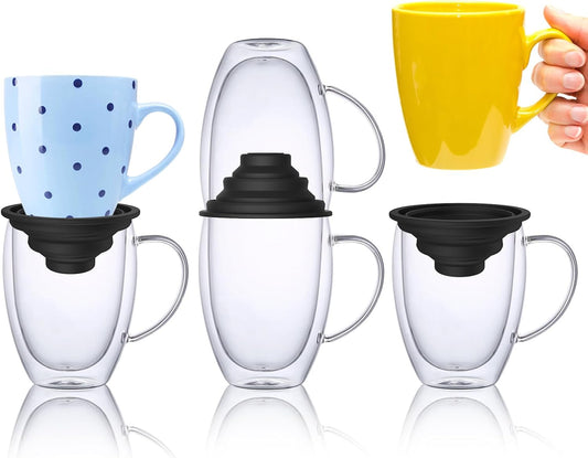 Mug Stacker & Storage Organizer – Expandable, Stackable Cup Holder for Kitchen Cabinet or Pantry – Space-Saving Solution for Tea Cups & Coffee Mugs (6Pcs Black)