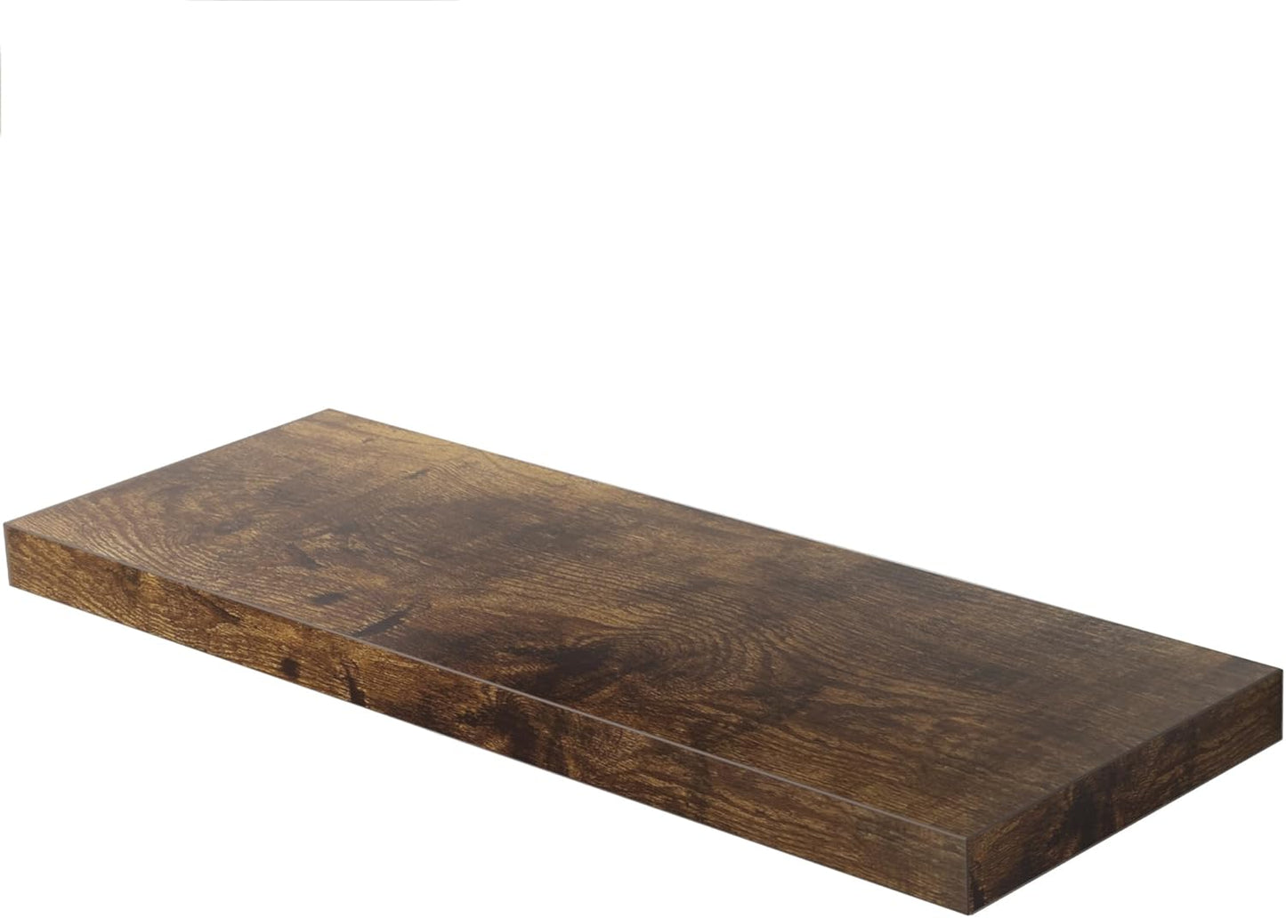 Floating Shelf, Set of 1 Wall Shelf, 24 in W x 12.75 in D x 2 in H Wooden Floating Wall Shelf with Invisible Brackets for Living Room/Bedroom/Bathroom/Kitchen Storage and Decor, Rustic Brown