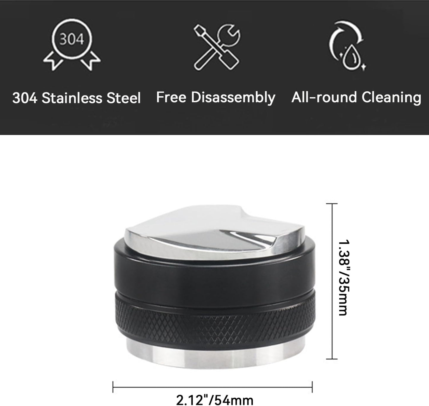 Espresso Accessories Kit 2-in-1 Coffee Distributor and Tamper Leveler, WDT Tool and Magnetic Dosing Funnel (54mm)