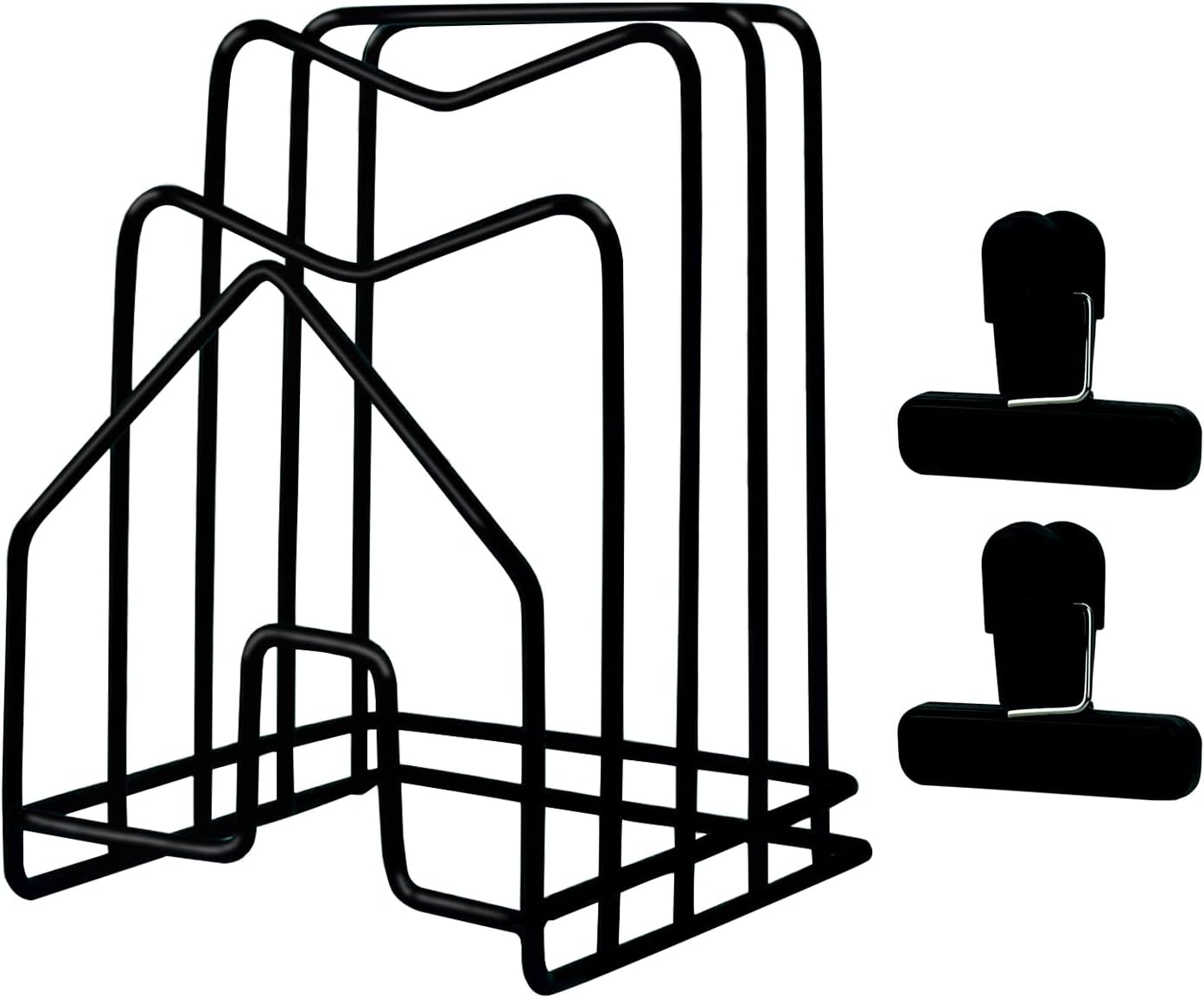 Pot Lid Organizer W 2 Chip Bag Clips Cutting Board Holder Inside Cabinet 304 Stainless Steel Pan Organizer Under Cabinet Pot Cover Cookie Sheet Bakeware Serving Tray Cooling Rack Stand Kitchen Black