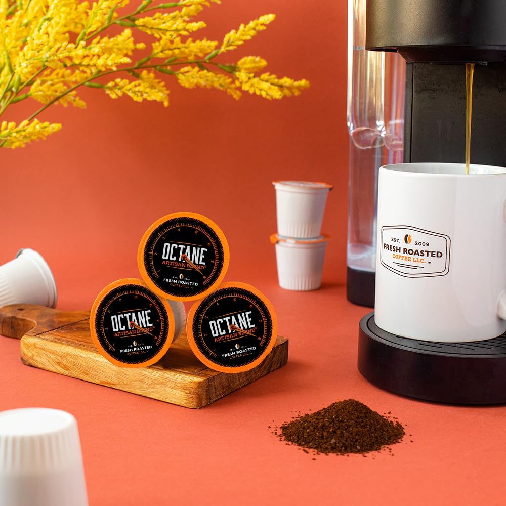Fresh Roasted Coffee, Octane Italian Dark Roast, Artisan Blend, 24 Pods for K Cup Brewers