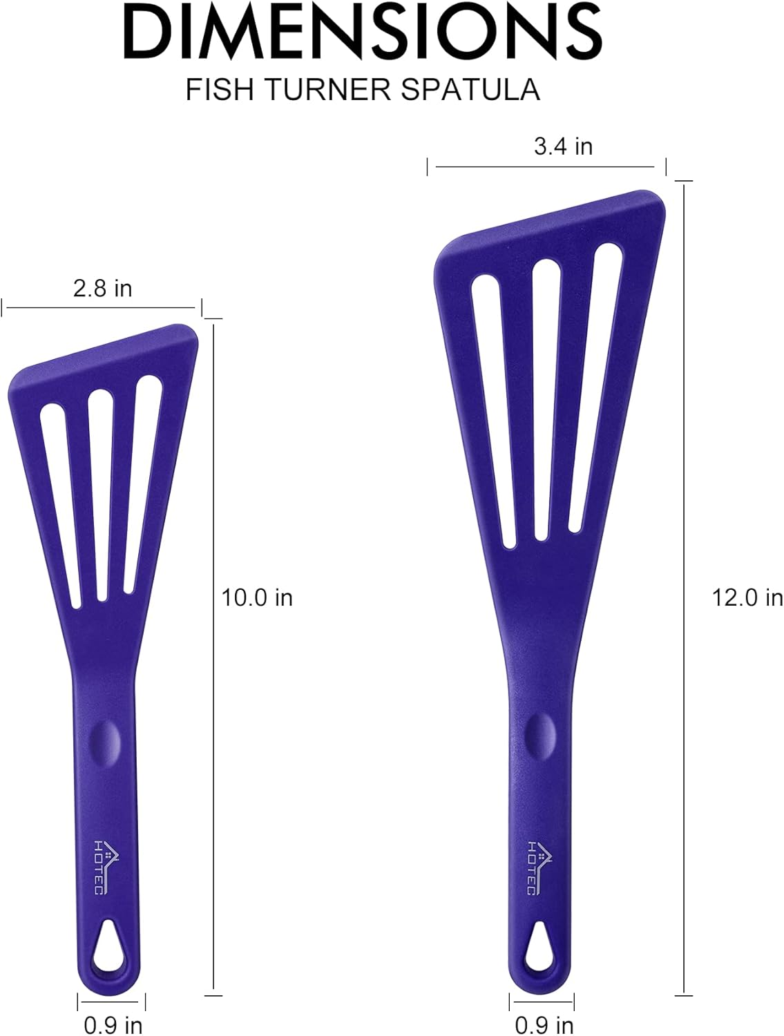 HOTEC 600℉ Heat Resistant Silicone Slotted Fish Turner Spatula Set, BPA Free Kitchen Cooking Spatulas, for Non Stick Cookware Dishwasher Safe Classic Blue, set of 2