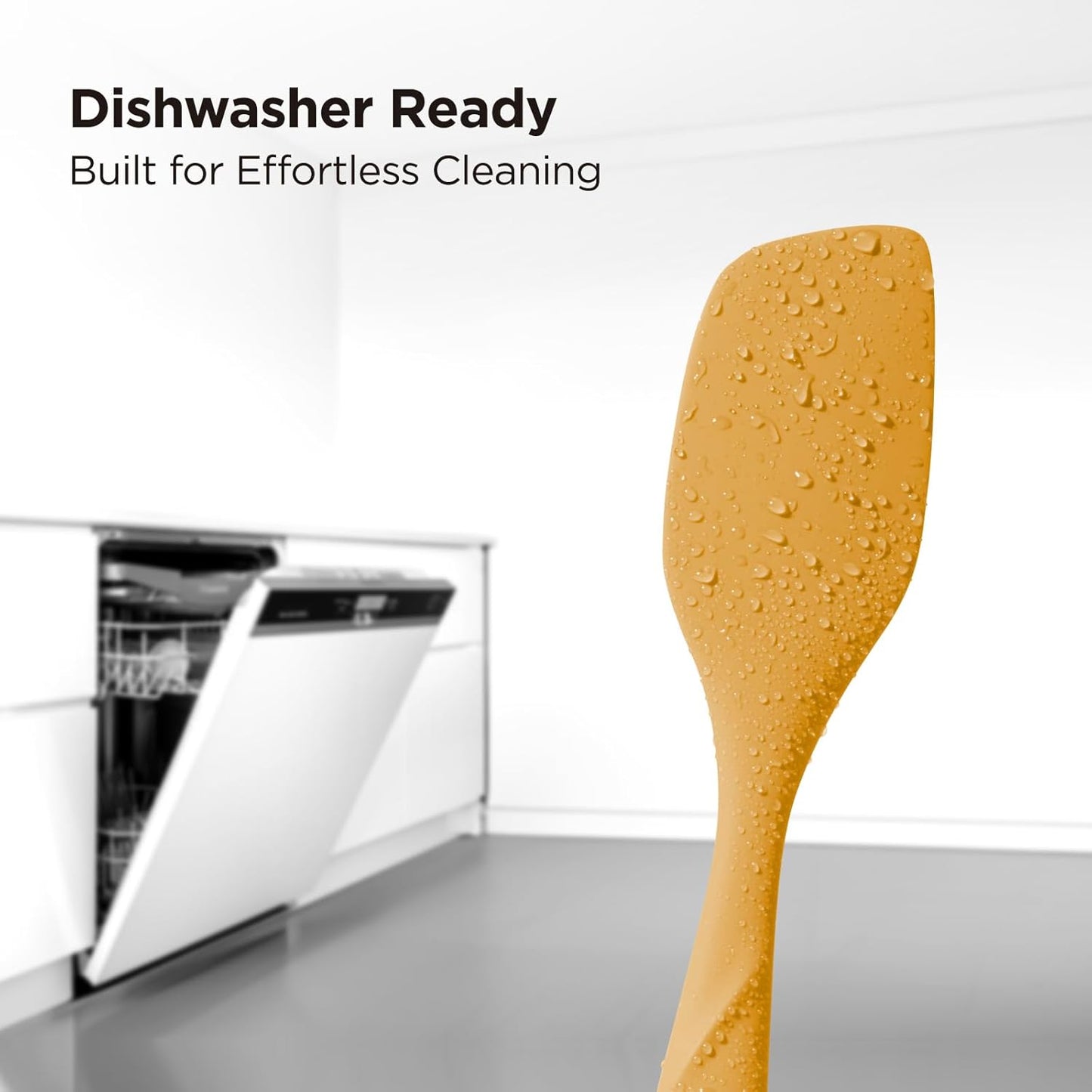 Kitchen Mama WaltzGrip Platinum Silicone Scraping Spatula: Heat Resistant, Seamless, Non Stick for Frying Pan Cookware, Safe, Flexible Bowl Scraper - Ideal for Mixing, Baking, Stirring (Yellow)