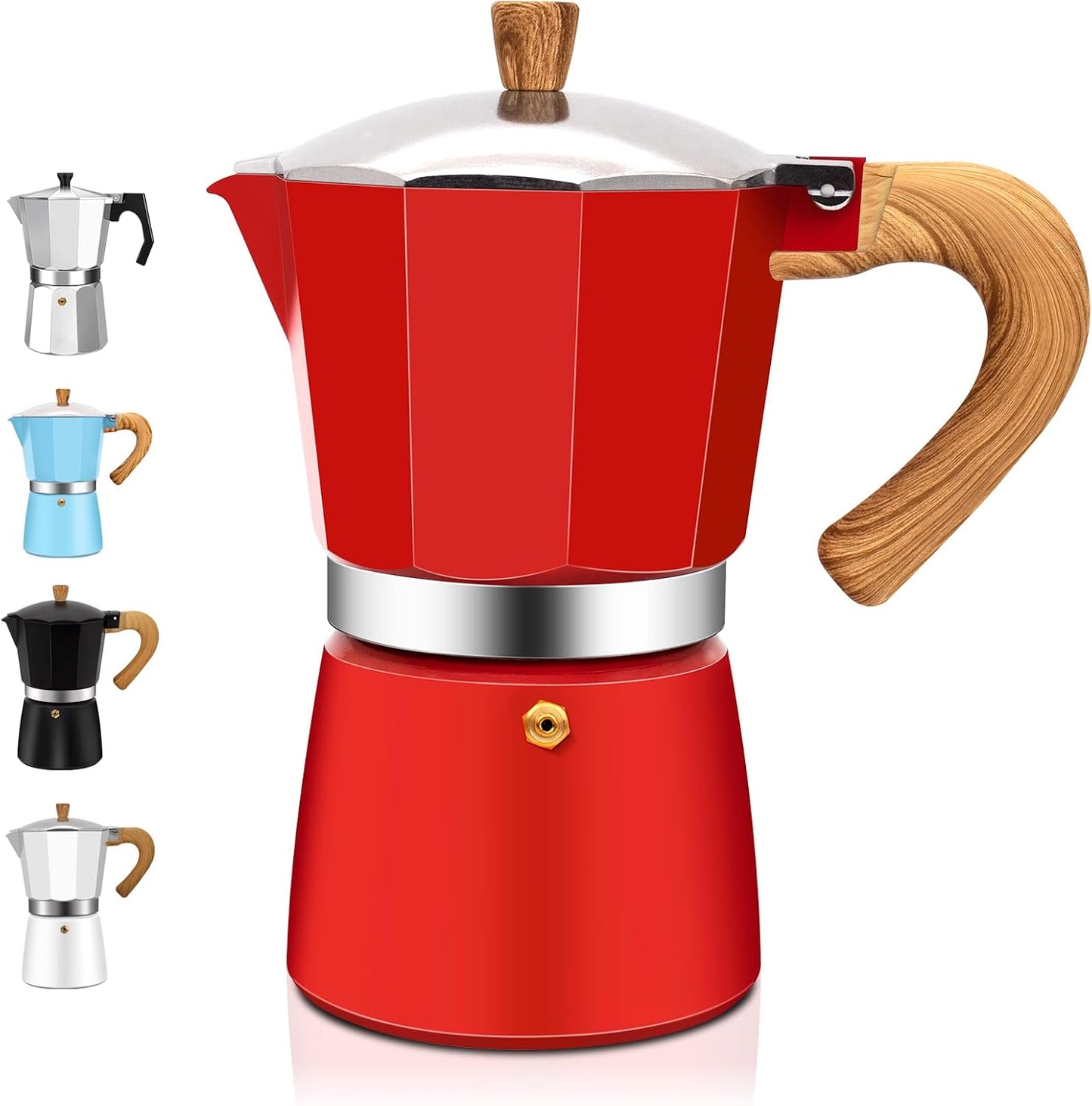 6 Cup Aluminum Espresso Stovetop Moka Pot Express Coffee Maker Percolator Italian Classic Mocha Coffee Machine for Italian and Cuban Cafe Brewing for Home & Camping 300ml 10oz