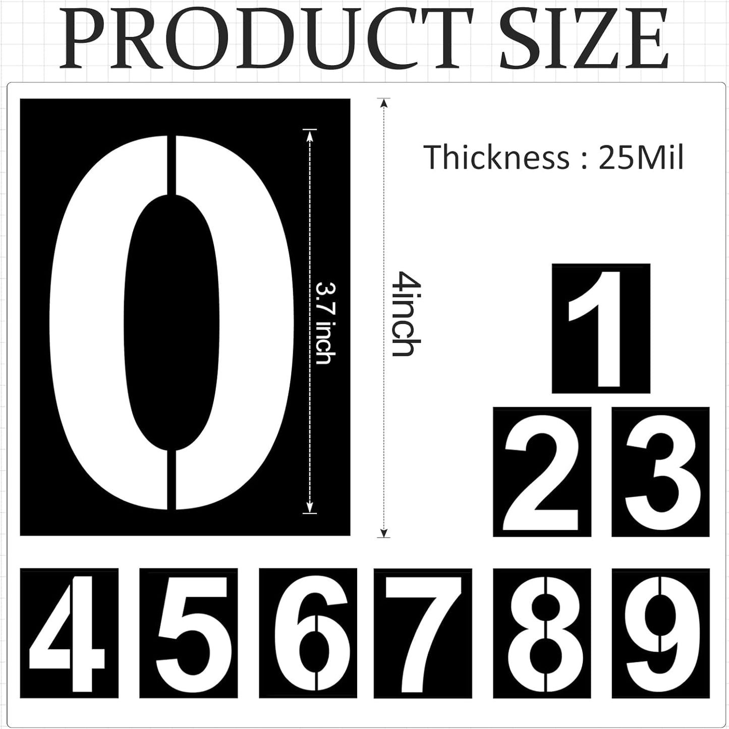 4 Inch Plastic Number Stencils - Reusable Digital Templates for Cake, Address, Painting