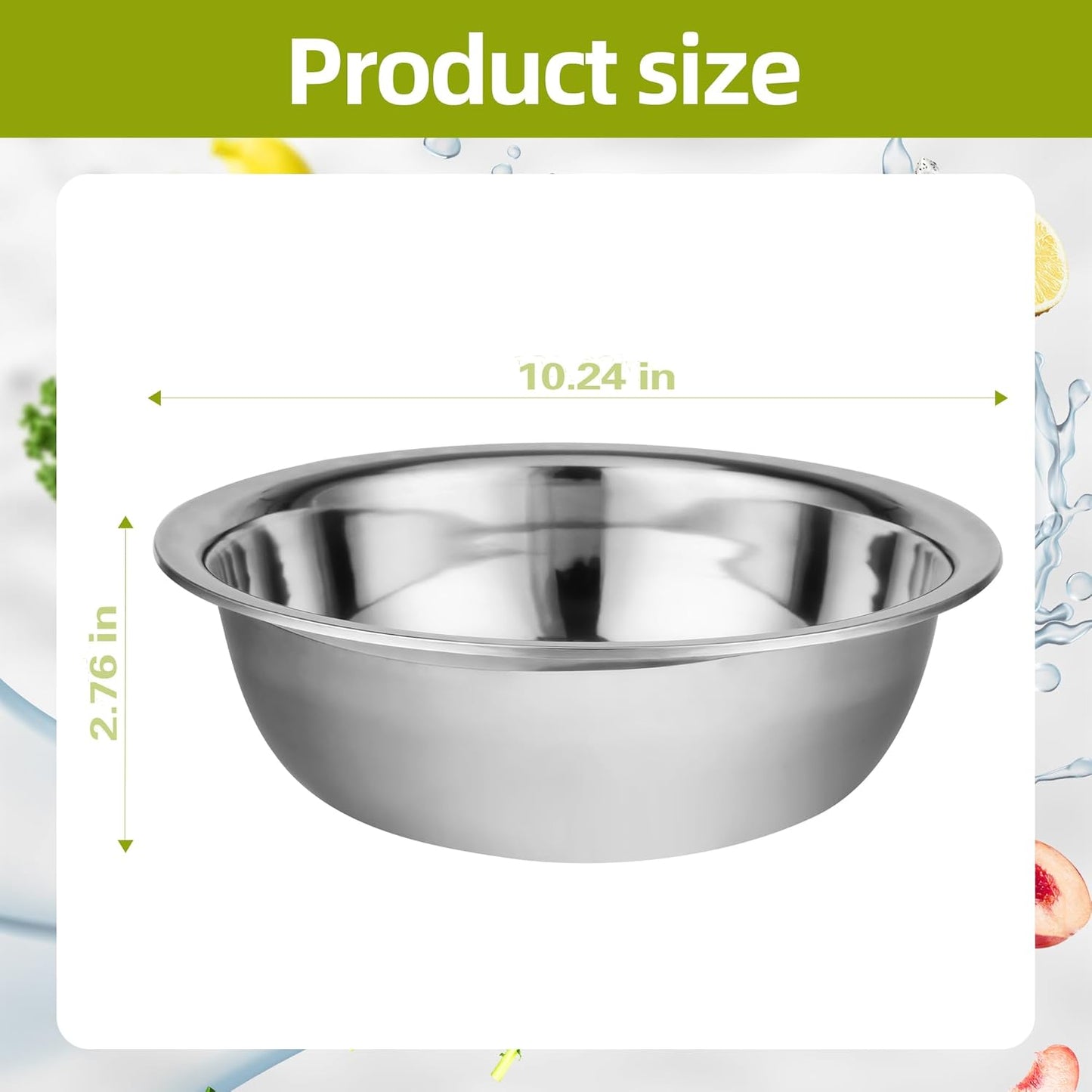12 Pack 10.24 x 2.76 Inch Stainless Steel Mixing Bowls for Bulk Food Prep with Nesting Design for Hotel Restaurant and Home Kitchen Cooking in Silver