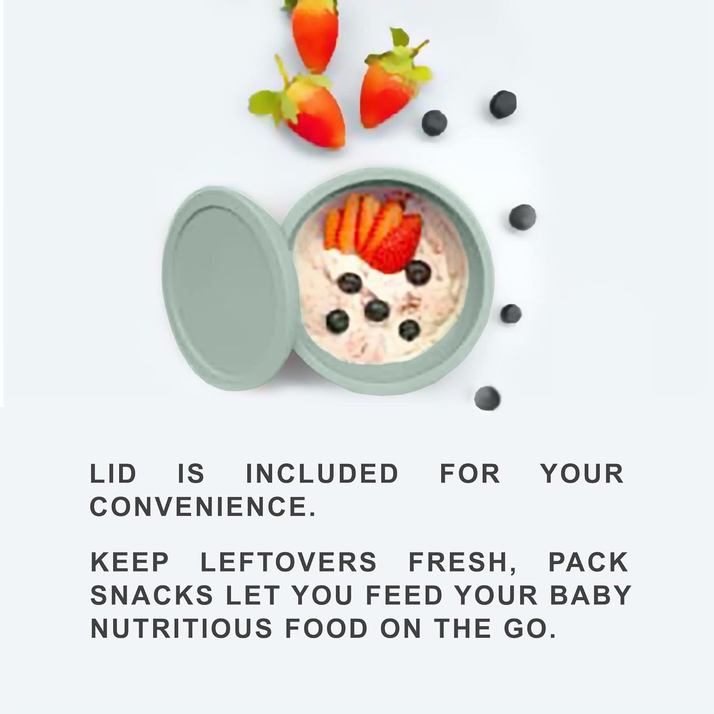 Octopod Silicone Baby Suction Bowl With Lid - Toddler & Baby Bowls, Baby Food Containers, Spill Proof Bowls For Toddlers, Suction Baby Bowls W/Lids, Food Grade Silicone Bowls For Babies (Sage Green)