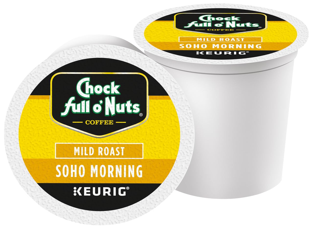 Chock Full o'Nuts Soho Morning Coffee, Mild Roast, Compatible with K-Cup Pods, 12 CT (Pack of 2)