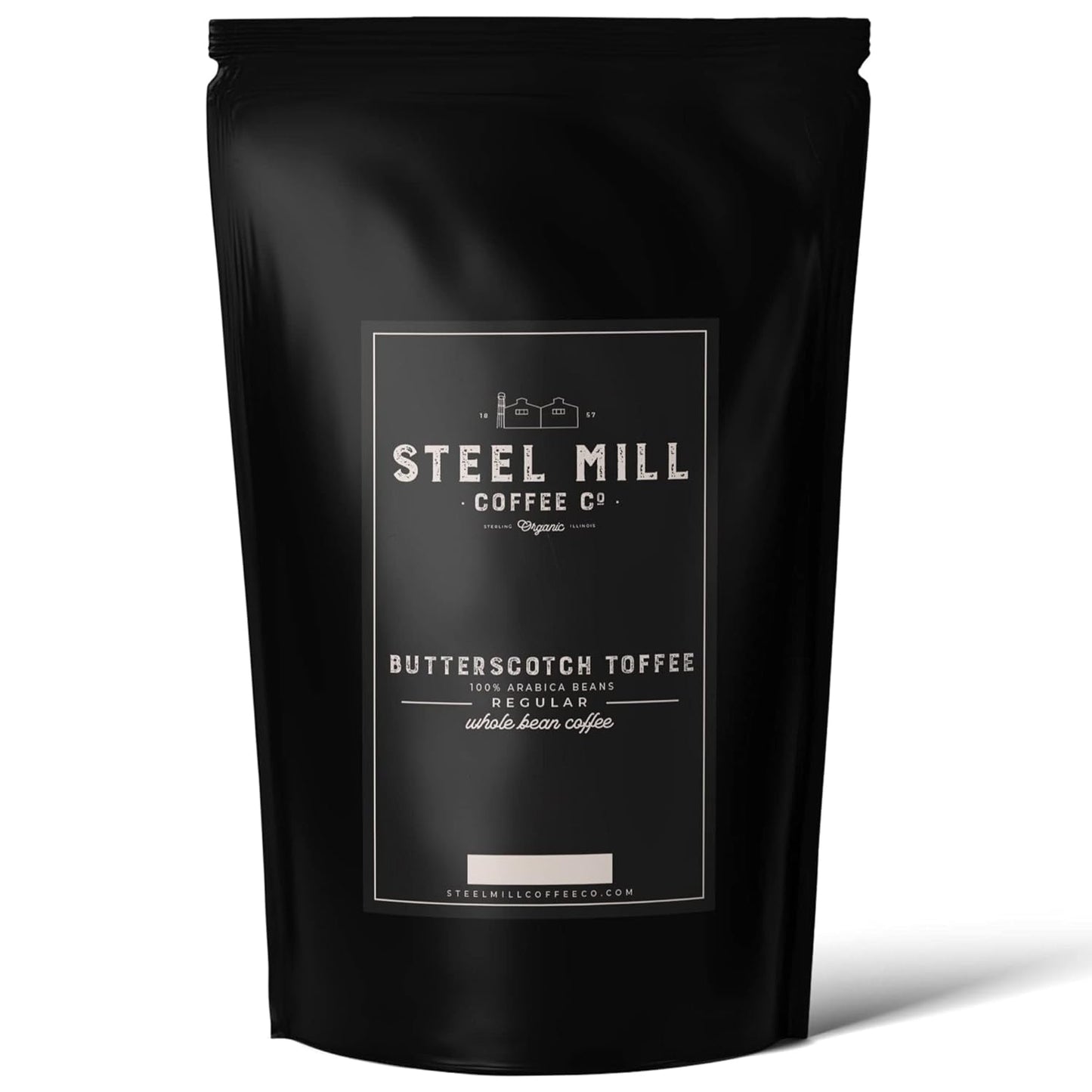 Steel Mill Coffee Co. Butterscotch Toffee Flavored Coffee - Ground Coffee, Regular, Medium Roast, Regular, Vegan, Gluten-Free, Sugar-Free, 12 oz Bag