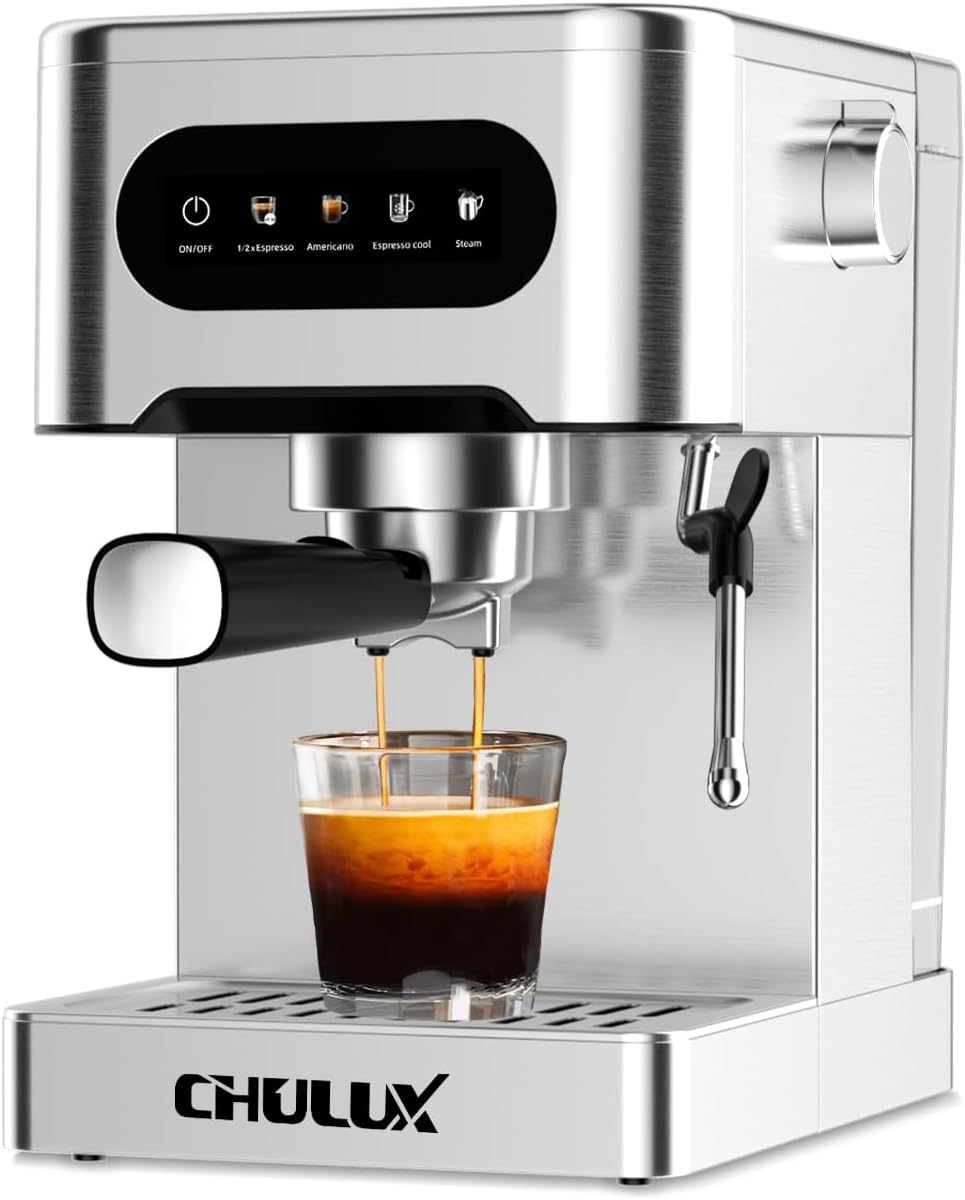 CHULUX Svvocàto Hot & Cool Espresso Machine, 20 Bar Italian Pump, Professional Coffee Machine for Home Latte Cappuccino Espresso Maker, Full Color Touch Panel