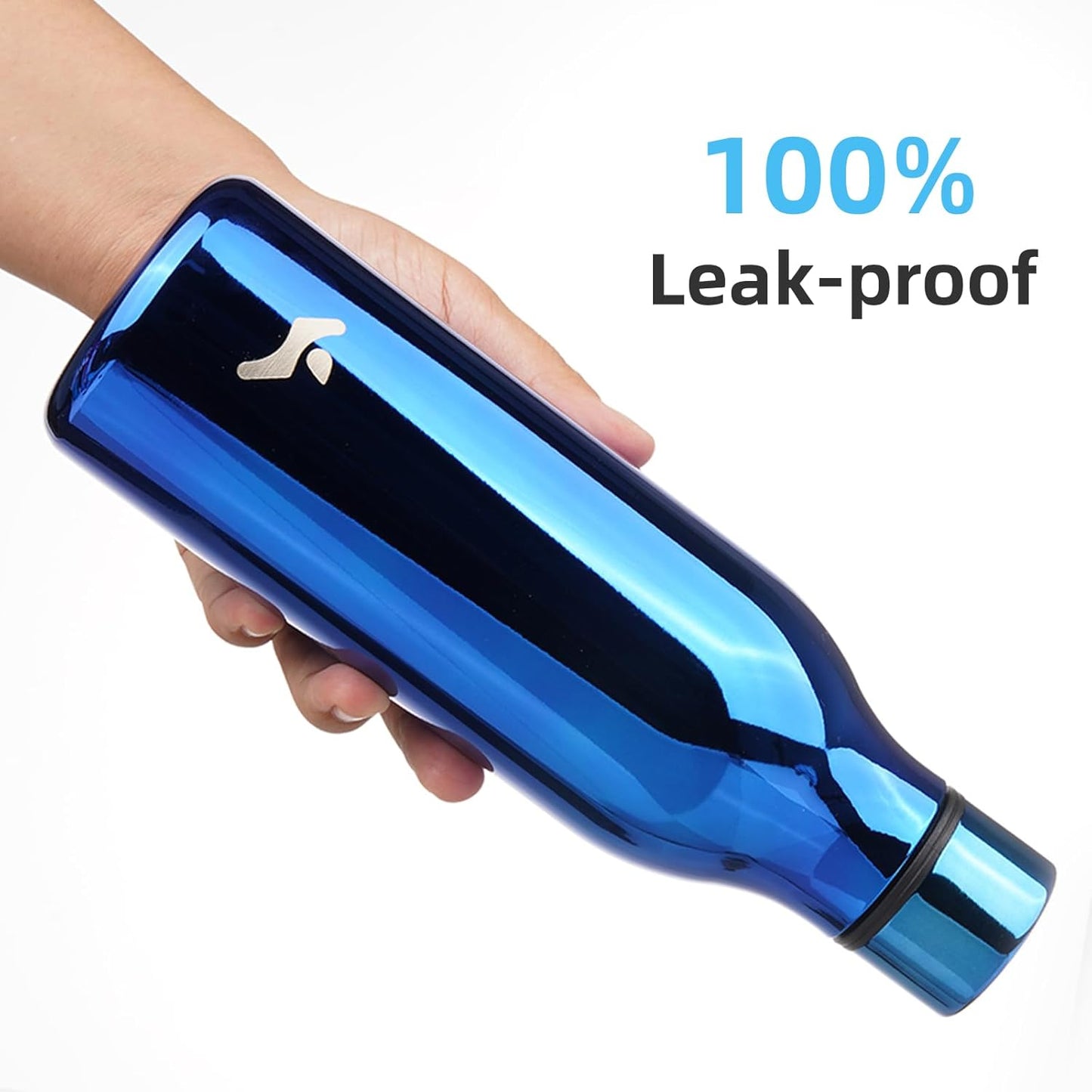 Insulated Water Bottle with Strap,18 oz Double Wall Stainless Steel Vacuum Bottles Metal Water Flask,Shining Blue