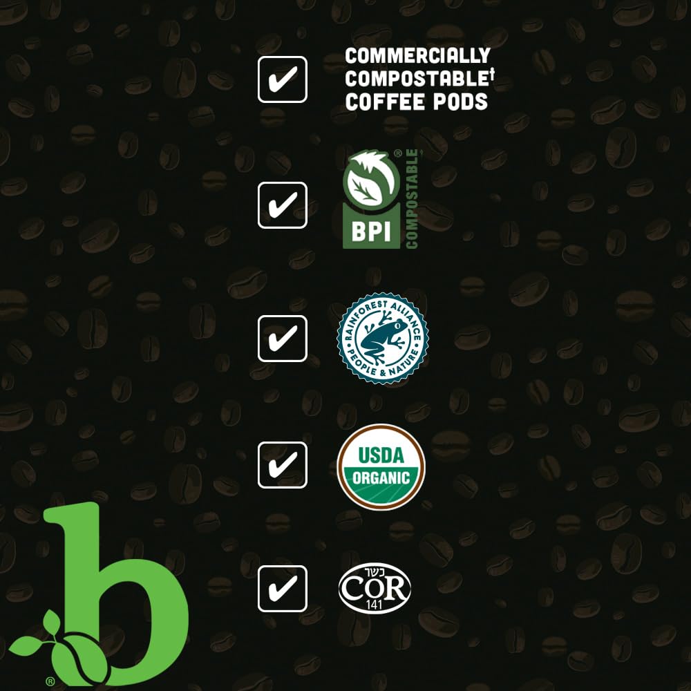 beaniac Organic Bean Me Up Coffeehouse Blend, Medium Roast, Single Serve Compostable K Cup Coffee Pods, Organic Arabica Coffee, Keurig Brewer Compatible, 30 Count