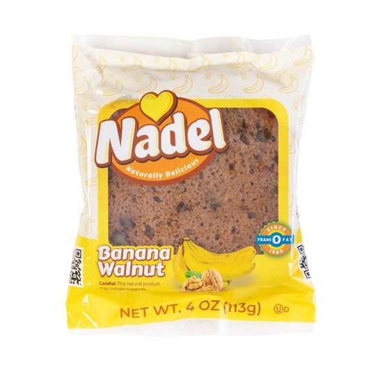 Nadel - Naturally Delicious Banana Nut bread, 8 Pack, Fresh Bananas, Crunchy Walnuts, Lunch snack breakfast bars Natural fresh brand, Cake Slices