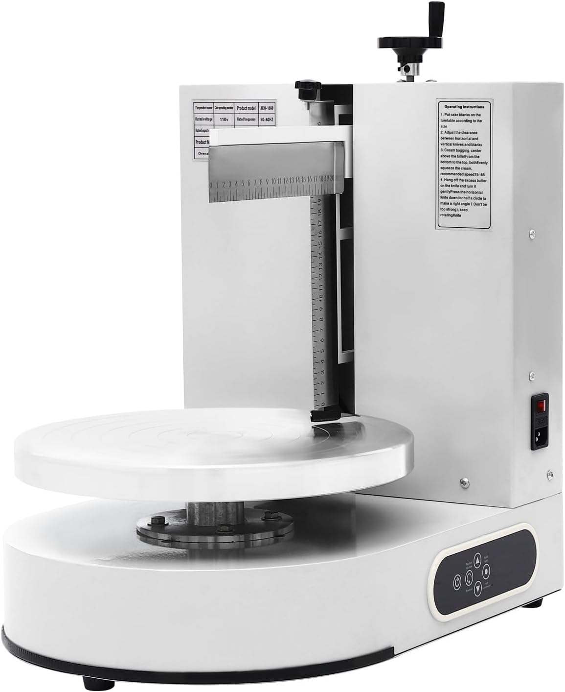 Automatic Cake Decorating Machine, Electronic Cream Coating Spreading Smooth Machine with Graduated Scraper 30-200RPM Rotating Speed,Cake Bread Spreader Machine for 4-12inch Cakes,White
