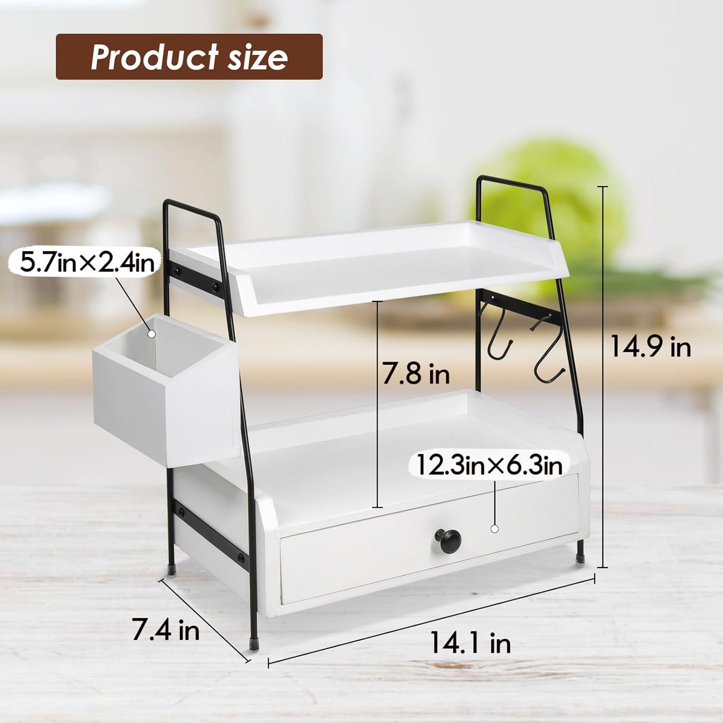 Coffee Bar Accessories and Organizer Countertop, Coffee Station Organizer Kitchen Counter Shelf Organizer, Coffee Condiment Storage, Cup Lid Holder Countertop Shelf for Bathroom