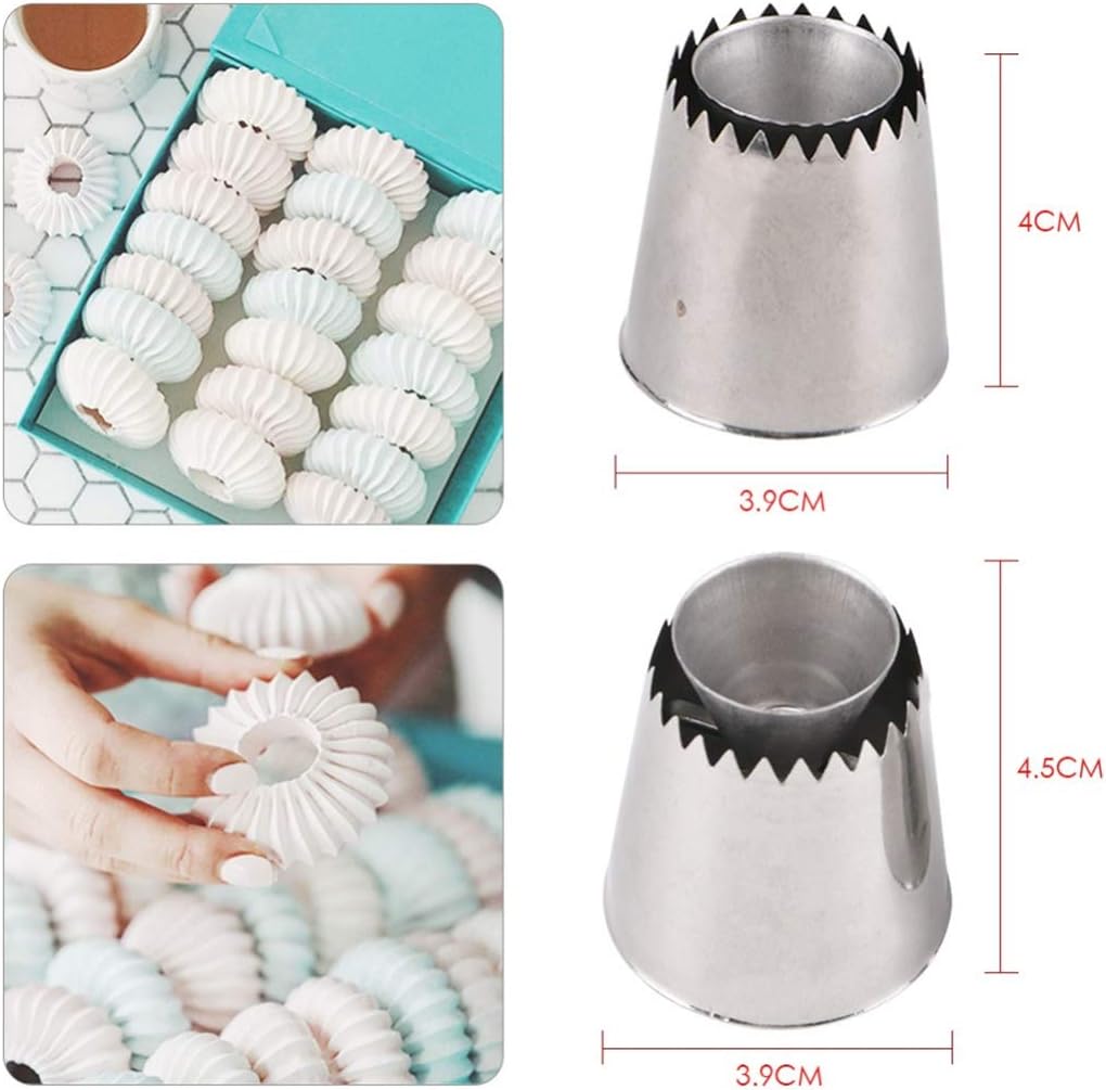 Cake Decorating Set, 2 Pieces Stainless Steel Icing Piping Nozzles Tips Kit with Reusable Piping Bag - Christmas Birthdays Anniversary Wedding Cakes Cookies Dessert Pastry DIY Making Tools