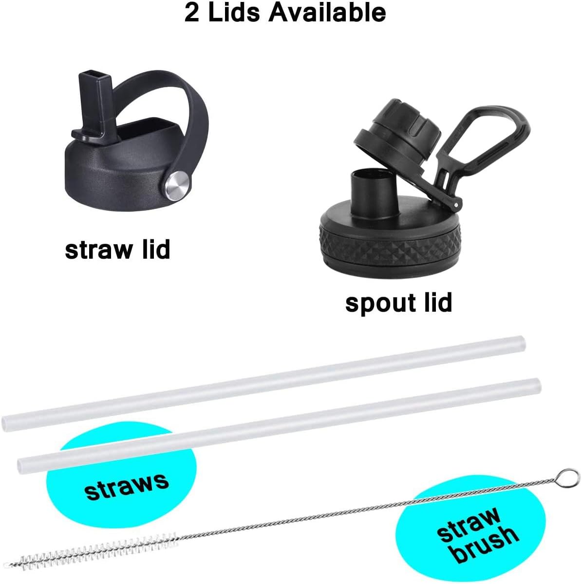 SENDESTAR Water Bottle 32oz,2 Lids(Straw lid),Wide Mouth Stainless Steel Vacuum Insulated Double Wall Keep Liquids Cold or Hot All Day,Sweat Proof Sport Design,Fit Car Cup Holder(Gray)