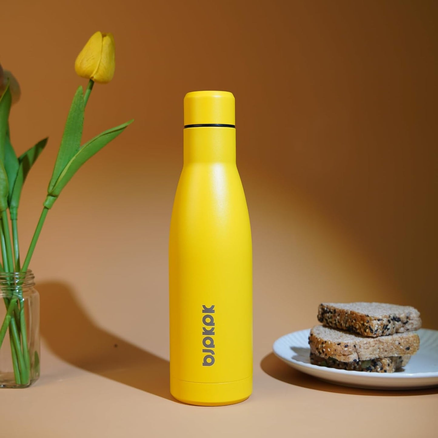 BJPKPK 17oz Insulated Water Bottles Stainless Steel Sports Water Bottles Keep Cold and Hot for Travel Dishwasher Safe,Yellow