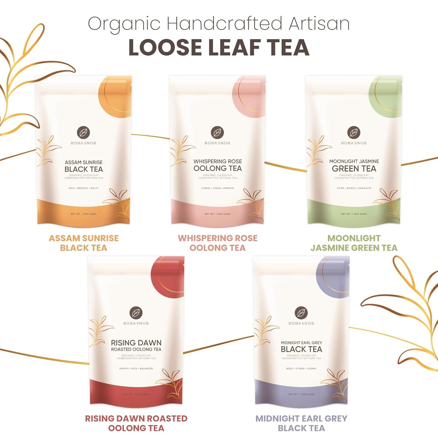 Boba Snob Boba Tea Making Kit, Bubble Tea Kit with Boba Gift Set, Boba Tea Maker Kit with Premium Loose Leaf Teas, Tumbler, Two Stainless Steel Boba Straws, Teaspoon, and Tapioca Boba Pearls (Large)