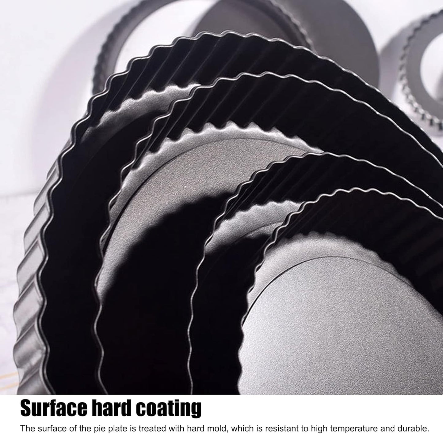 Fluted Tart Pan with Removable Bottom, Carbon Steel Round Tart Pan, Deep Baking Dish Pie Plate for Cakes Pies ([Thickened] 10-inch live bottom pie plate)