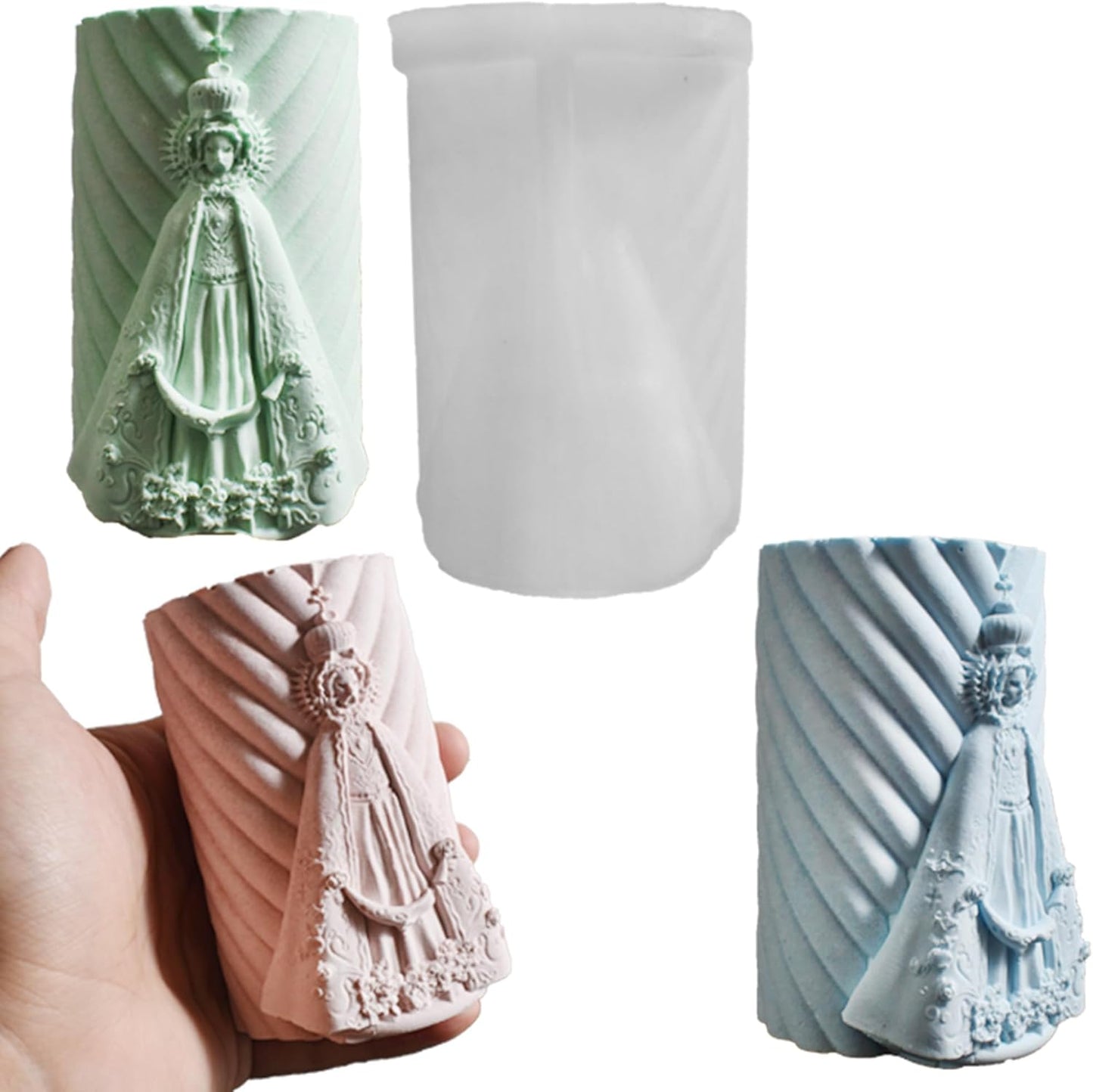 Silicone Jesus Nativity Scene Pillar Mold - Wave Candle Silicone Resin Casting Molds for Candle & Resin & Soap Craft Supplies