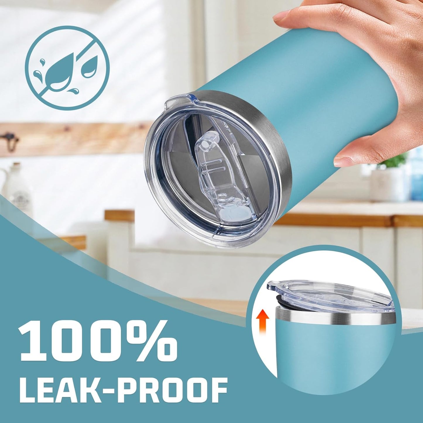 20oz Tumbler with Lid Double Wall Vacuum Insulated Travel Coffee Mug Stainless Steel Thermal Cup Powder Coated Sturdy Coffee Tumbler Bulk for Hot and Cold Beverage (Glacier blue,4)