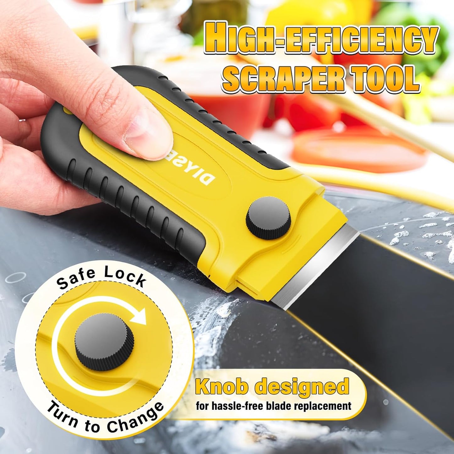 DIYSELF Razor Blade Scraper | Scraper Tool for Cleaning, Glass, Stickers | 2 Pack Scraper with 30 Pcs Extra Single-edged Razor Blades | Paint Scraper | Razor Scraper | Glass Scraper