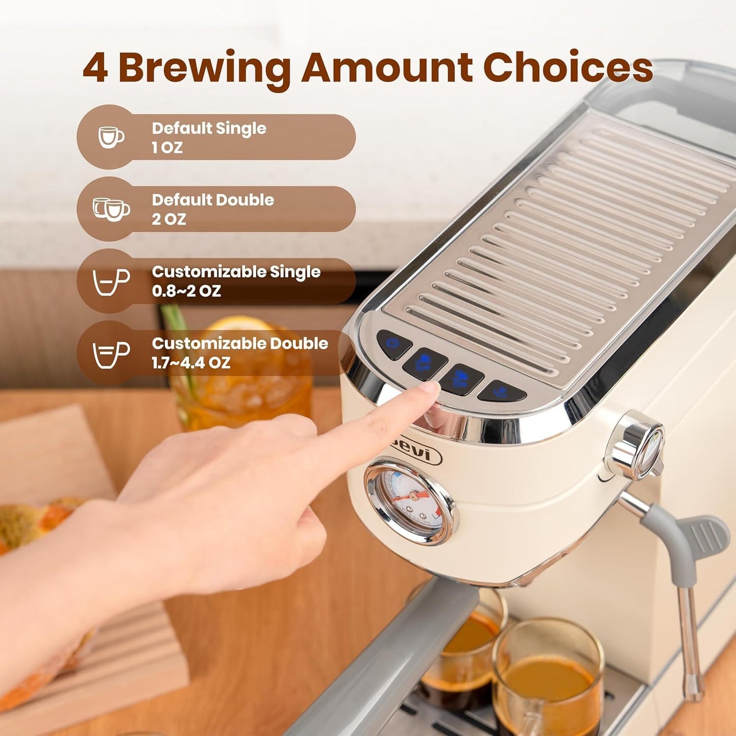 Gevi 20 Bar Espresso Coffee Machine with Burr Grinder Set | 35 Precise Grind Settings | Milk Frother for Latte Cappuccino | Professional Home Barista Kit | Gift for Coffee Lovers