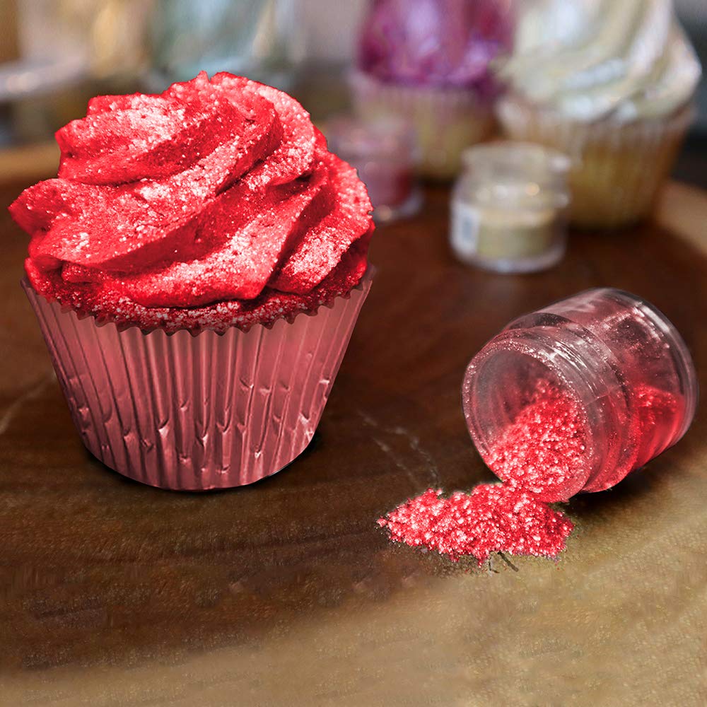 BAKELL Classic Red Edible Glitter, 25 Grams | TINKER DUST Edible Glitter | KOSHER Certified | 100% Edible Glitter | Cakes, Cupcakes, Cake Pops, Drinks, Dessert Vegan Glitter & Dusts (25g, Classic Red)