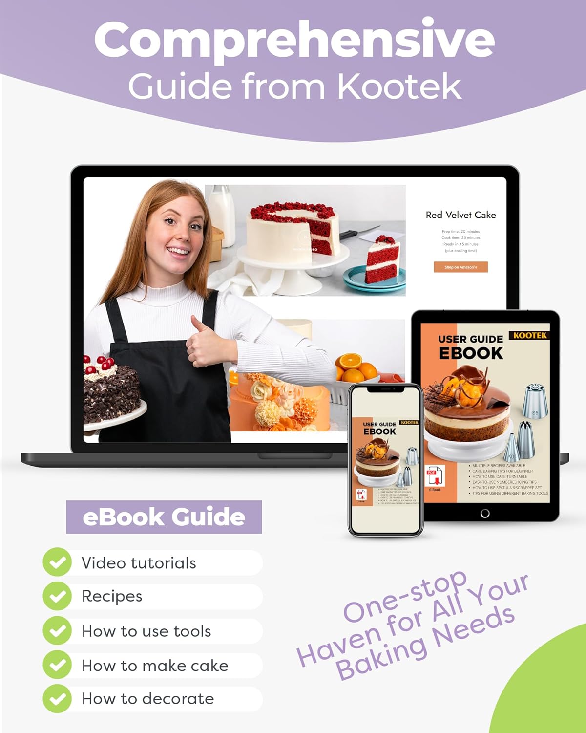 Kootek 32-Piece Piping Bags and Tips Set with 24 Icing Piping Tips, 2 Reusable Pastry Bags 12 Inch, Reusable Piping Icing Bags and Tips, Cake Decorating Kit for Frosting Cookie, Cupcake