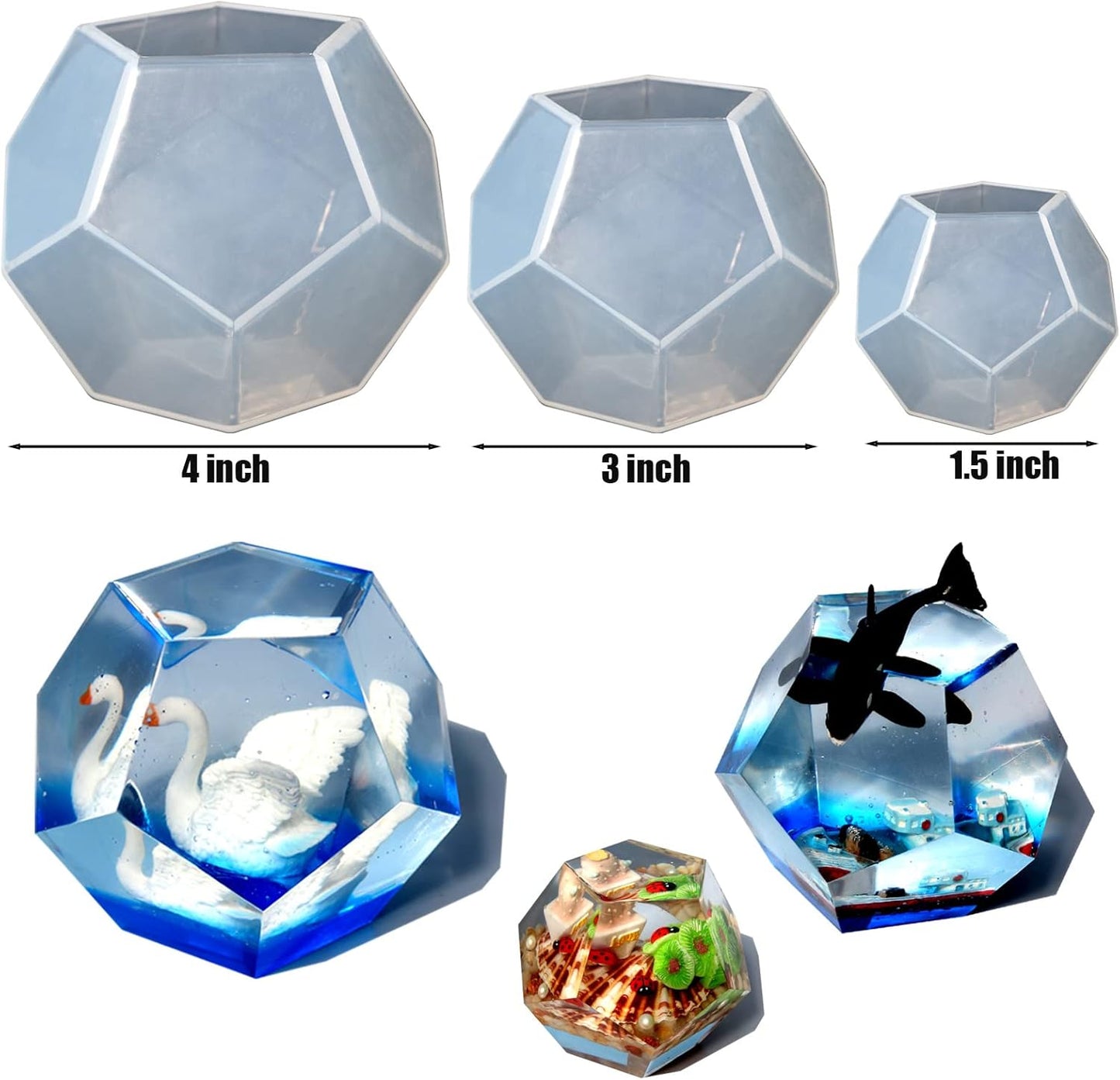 3PCS Sphere Resin Molds Silicone, 3D Geometry Candle Molds Pentagon Polyhedral Ball Molds for Epoxy Resin Candle DIY Craft Art Making Home Decoration