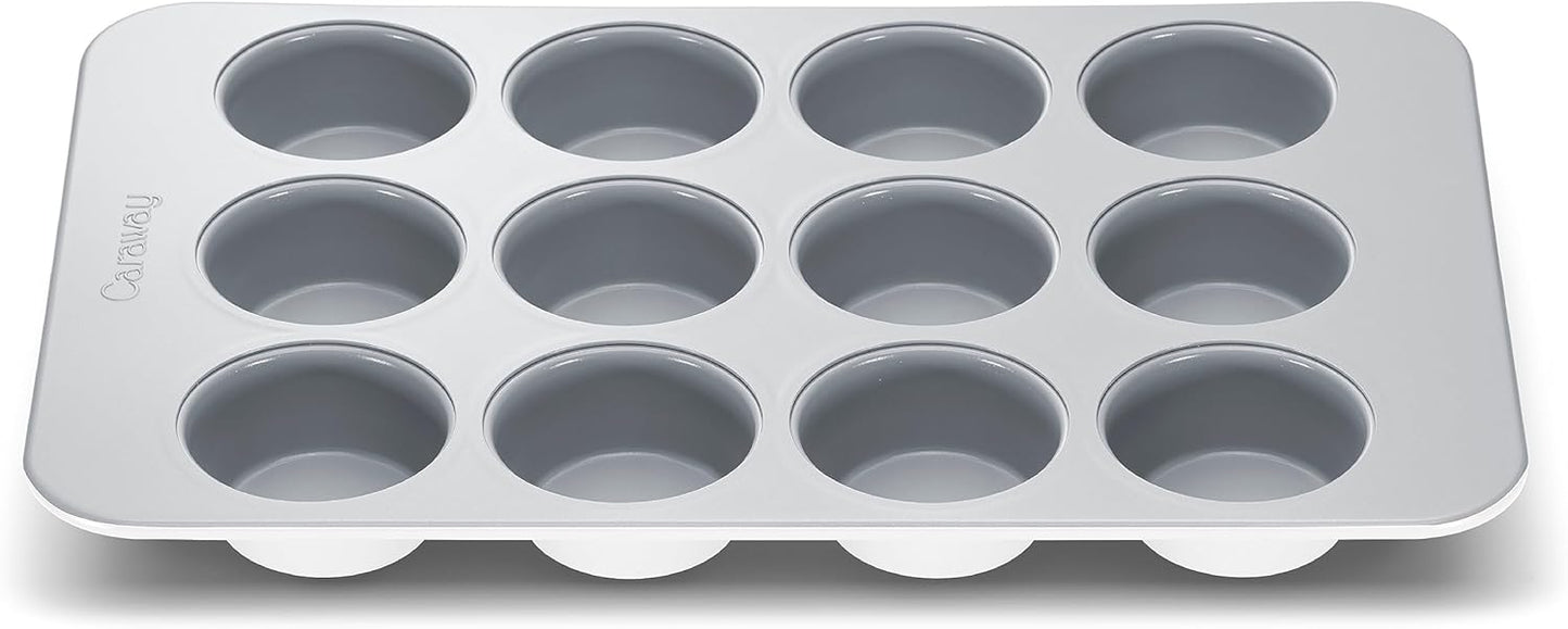 Caraway Non-Stick Ceramic 12-Cup Muffin Pan - Naturally Slick Ceramic Coating - Non-Toxic, PTFE & PFOA Free - Perfect for Cupcakes, Muffins, and More - White