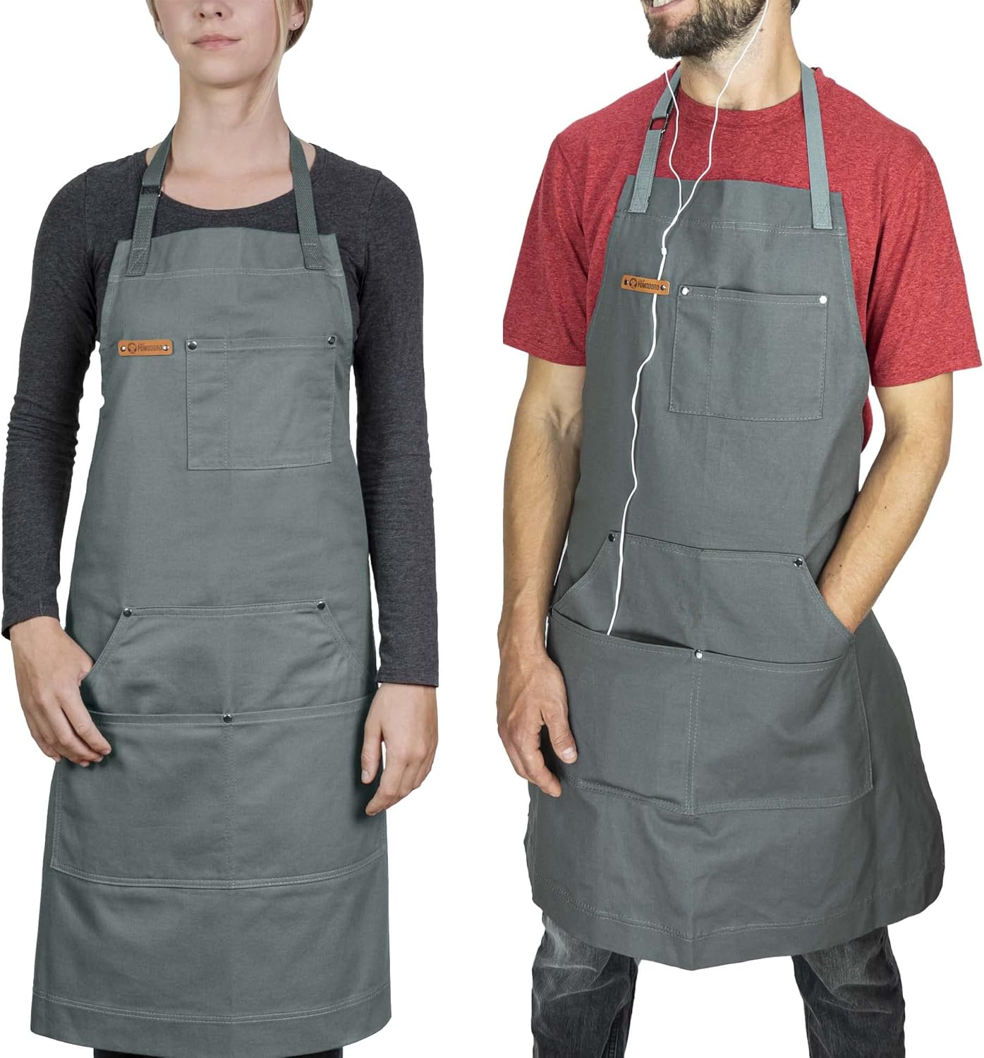 Chef Pomodoro Chef Apron for Men and Women - Kitchen Apron with Pockets & Adjustable Neck Straps - Cooking Apron 100% Cotton