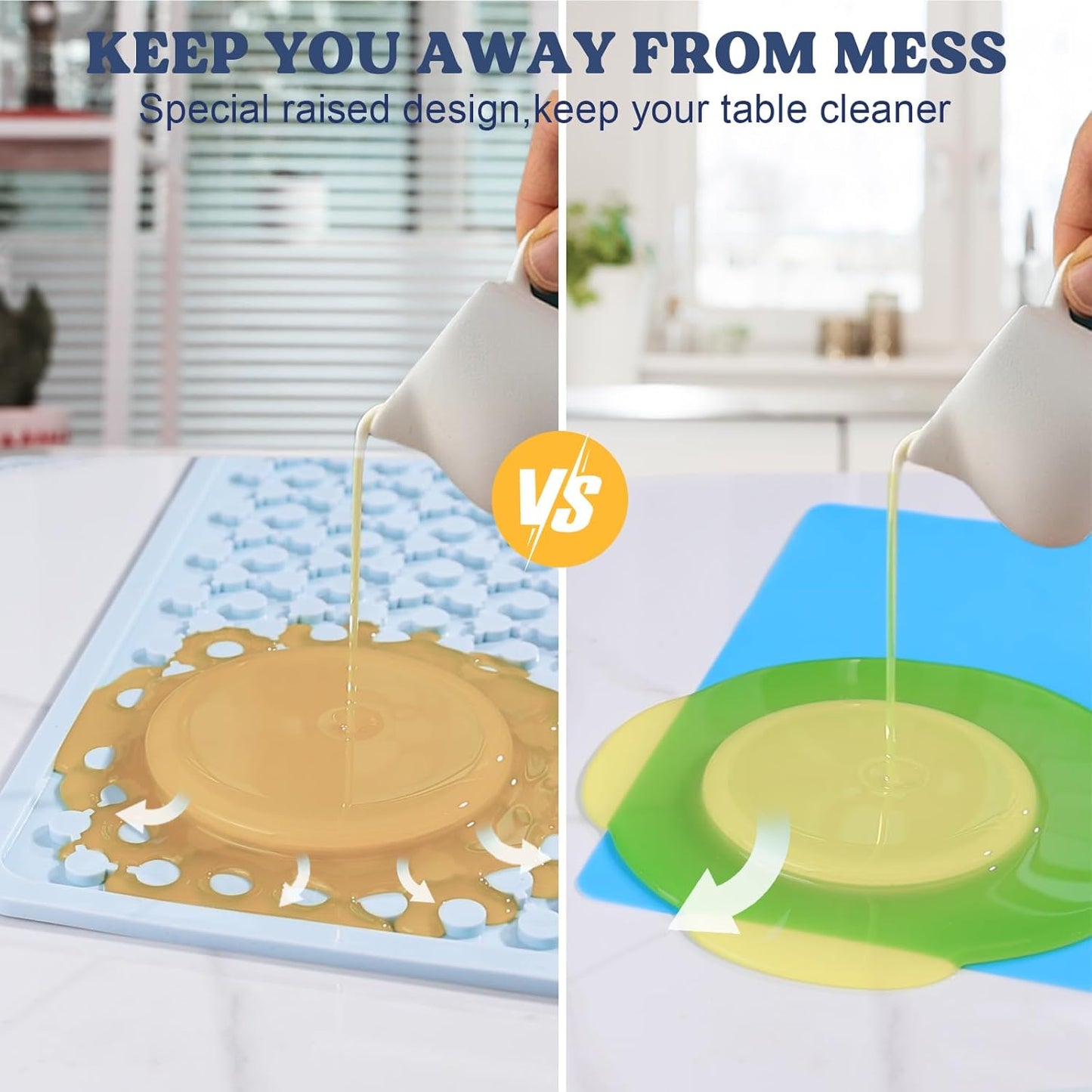 LET'S RESIN Premium Resin Collector Mat, 20" x 14"Large Easy Clean Silicone Mat for Crafts, Epoxy Resin,Placemat(Blue)