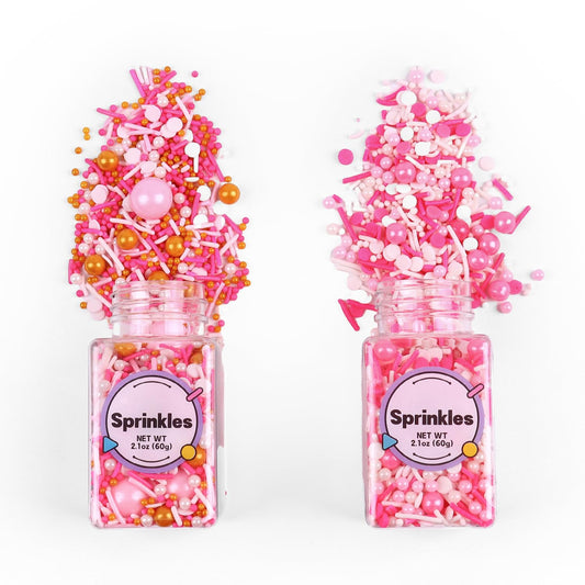 Edible Pink Sprinkle, Valentines Sprinkles Dessert Decorating, Confetti Sprinkle, Pearl Sprinkle, Pink Jimmies Sprinkle for Cake, Cupcake, Chocolate, Macaron, Waffle and Ice Cream(120g/4.23oz)