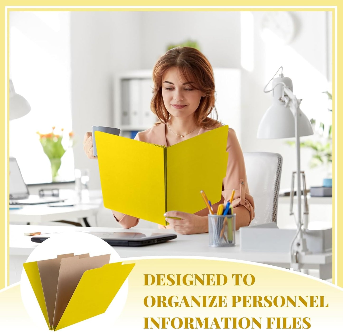 36 Pcs Classification Folders Letter Size, Back to School Supply for Teacher, Student, 2 Pocket Dividers Pressboard File Folder Bulk with 2 Fasteners, 2 in Expanding File Organizer (Yellow)