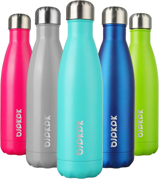 BJPKPK 17oz Insulated Stainless Steel Water Bottles,Sports Water Bottles Keep Cold for 24 Hours and Hot for 12 Hours,BPA Free for Travel,Turquoise