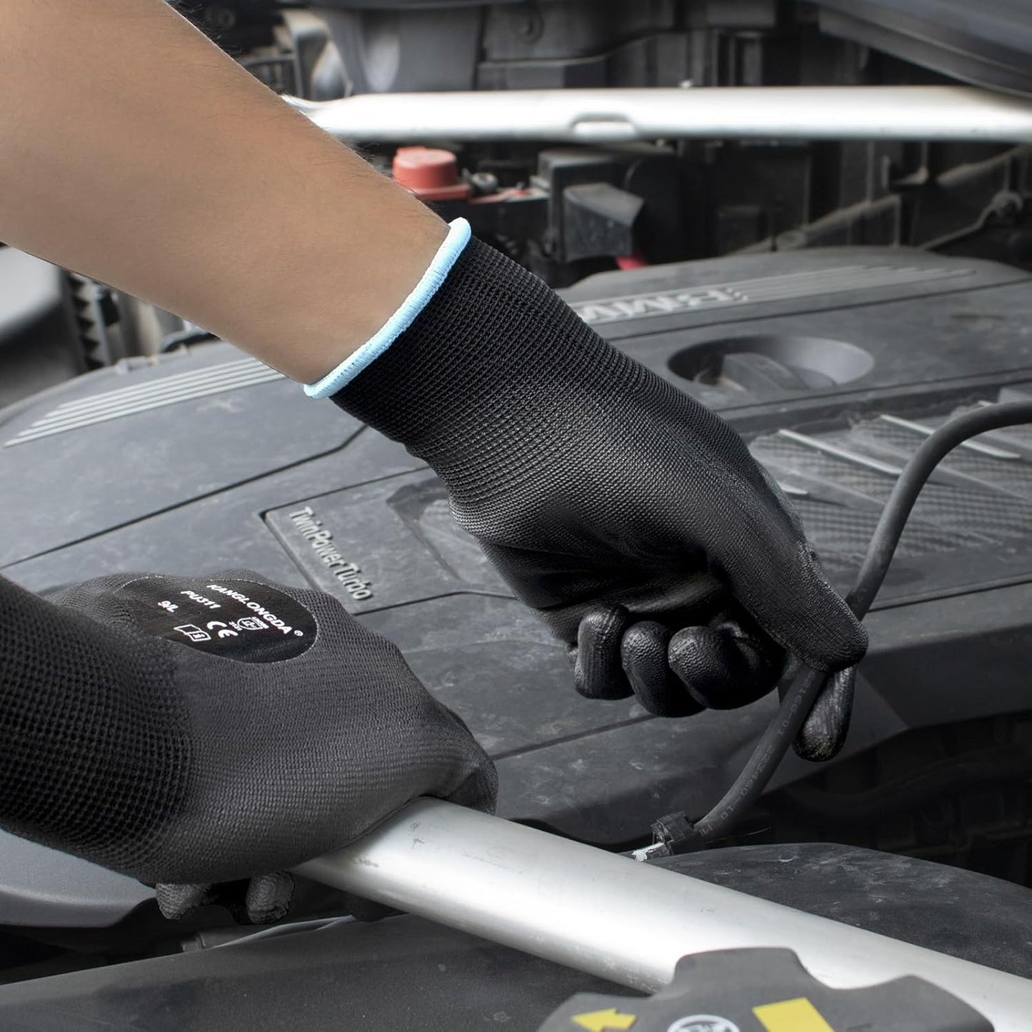 Kebada 120 Pairs Work Gloves Bulk Pack, Mens Work Gloves with Grip, PU Dipped Gloves for Warehouse, Construction, Gardening and Mechanics, Black, Medium