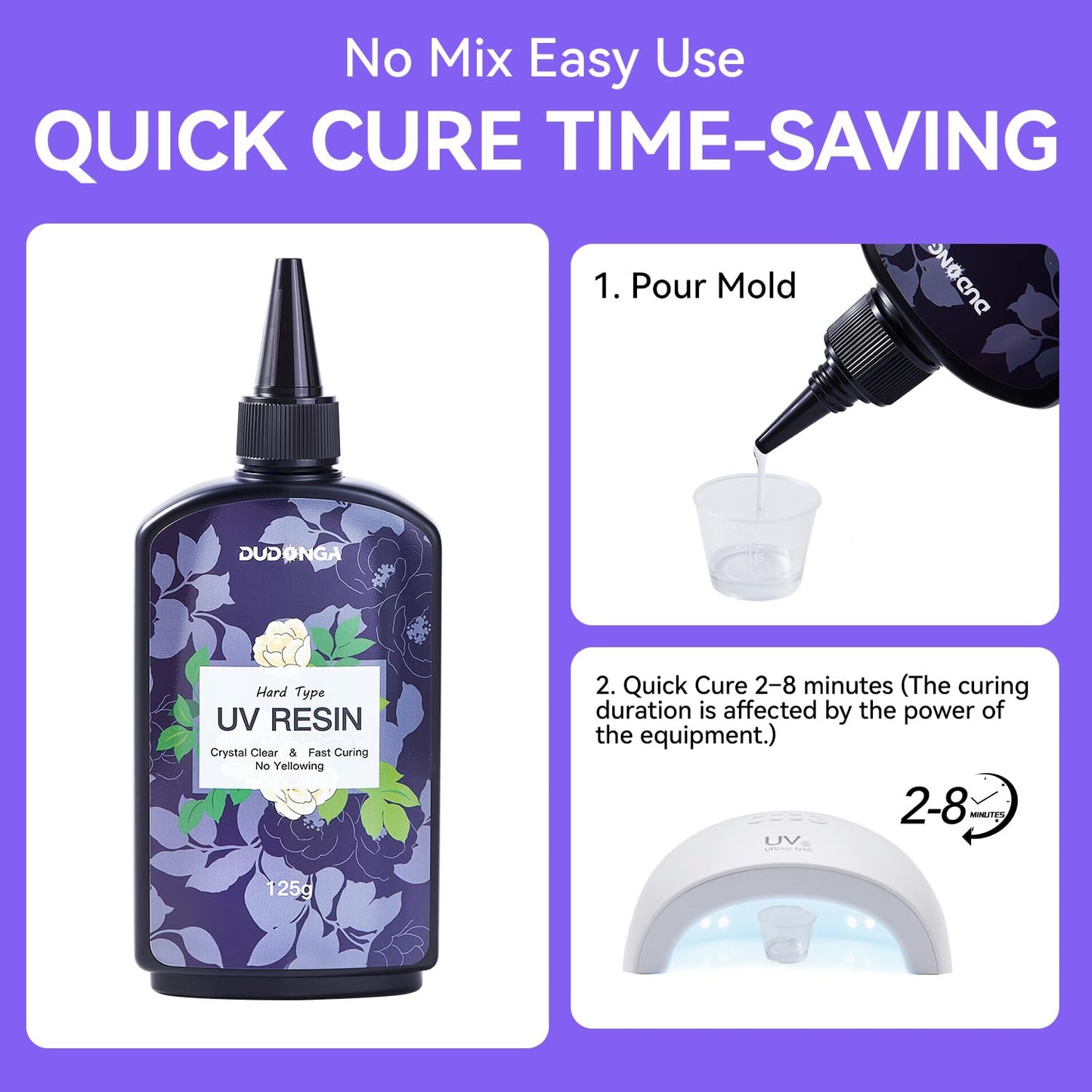 UV Resin 250g, DUDONGA Fast Curing Upgraded Crystal Clear Epoxy Resin Hard Type for Jewelry Making, Craft, DIY