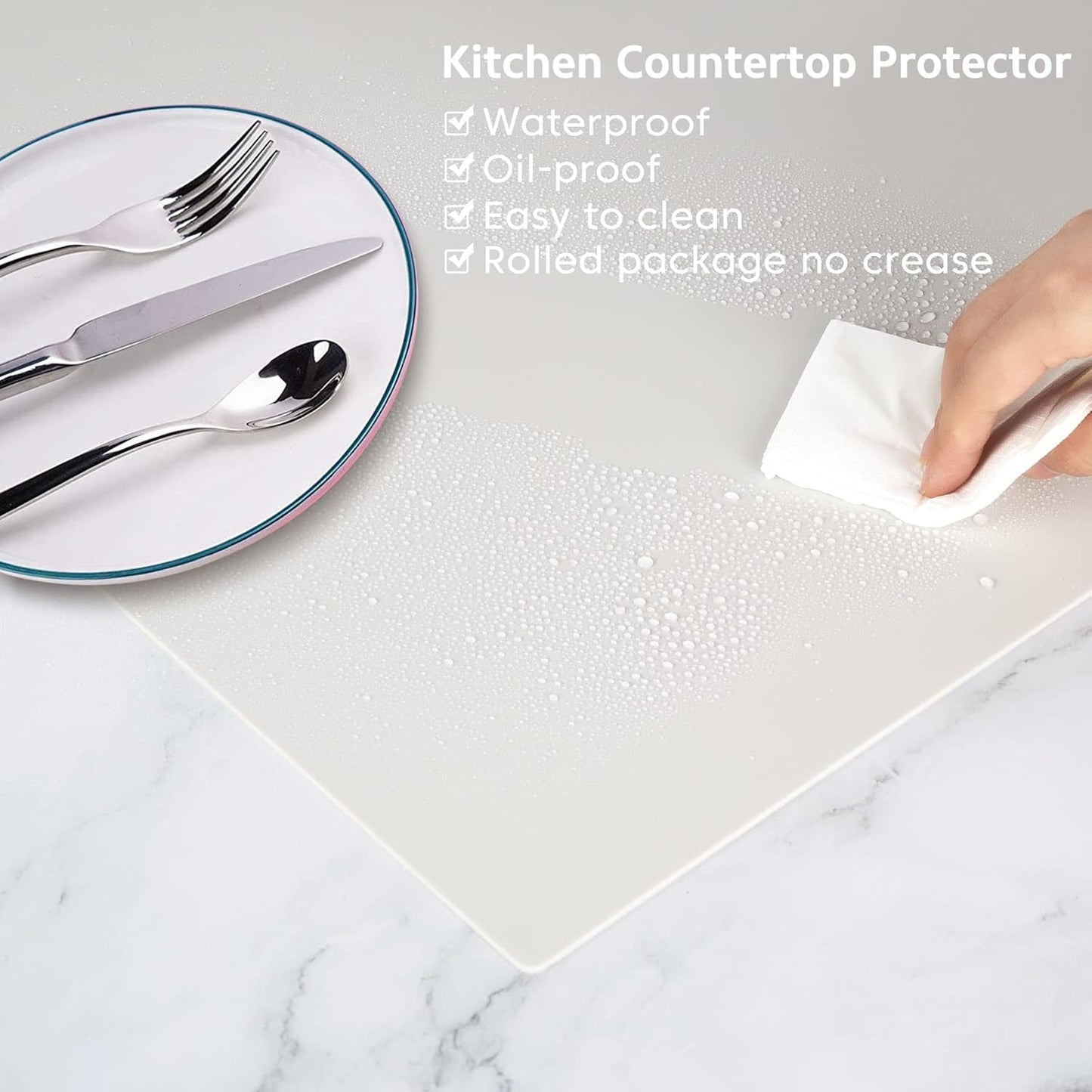 Silicone Mats for Kitchen Counter, Nonslip Silicone Mats for Crafts Countertop Protector Heat Resistant Mat (78.7” x 24” x 0.08”, Beige)