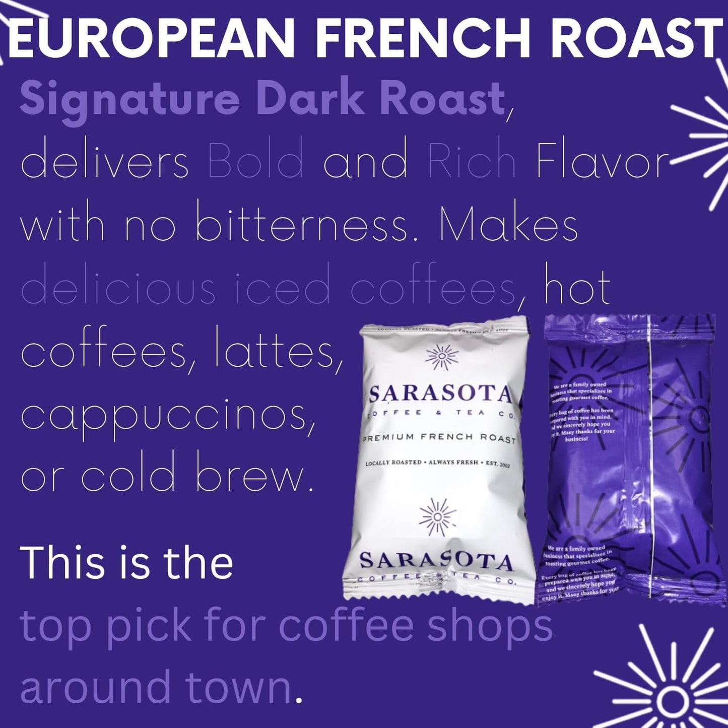 Sarasota Coffee Packs Bulk Ground Packets | Medium, Colombian, & Dark Roast Variety | Gourmet Assorted Sampler | Low Acid Mold Free Individual Pouches for 12 Cup Coffee Maker | 1.75 Oz Bags, 100 Count