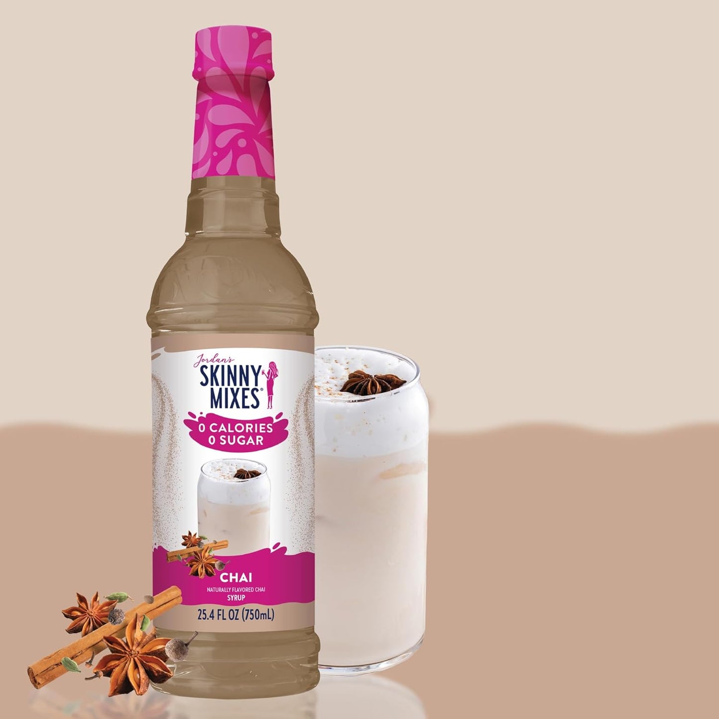 Jordan's Sugar Free Chai Syrup - 25.4oz, Gluten Free, Keto, For Coffee, Latte, Shakes