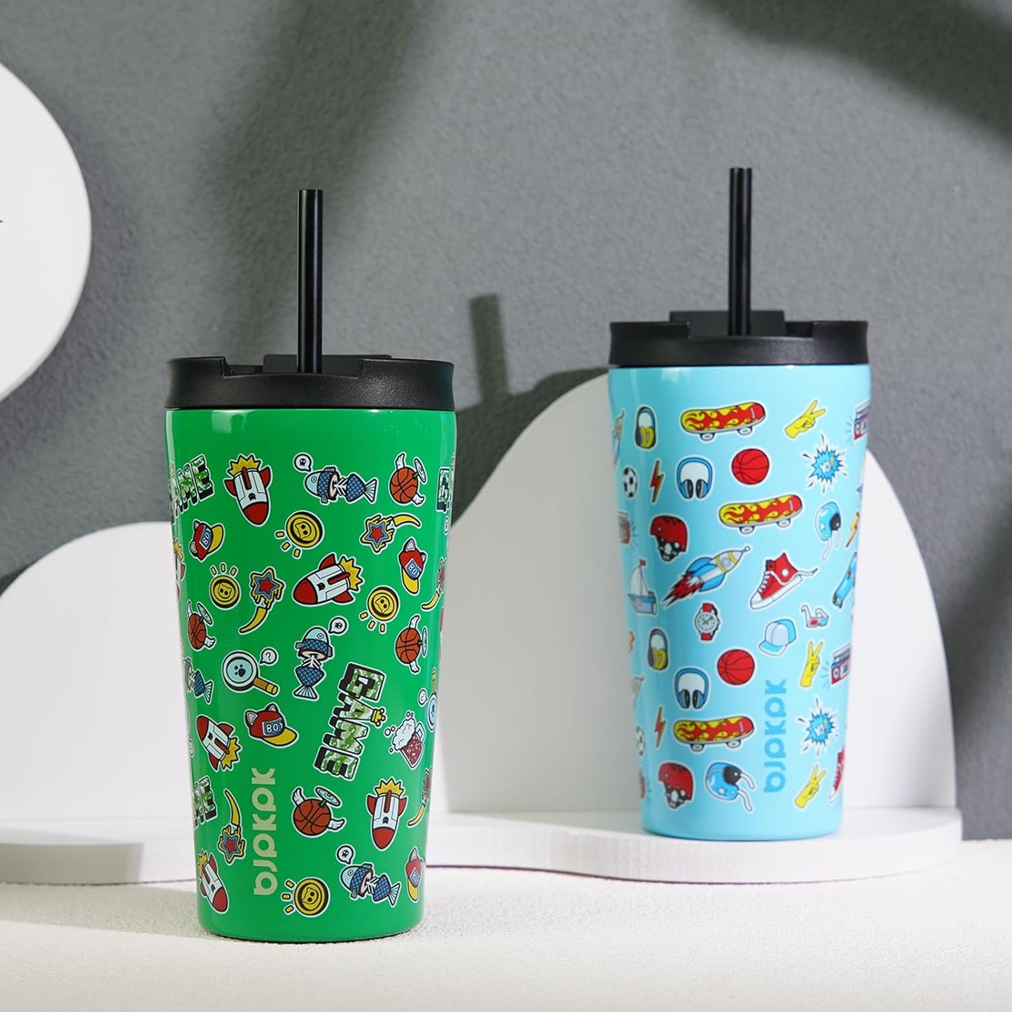 BJPKPK 22oz Stainless Steel Insulated Tumbler With lid And Straw Travel Coffee Thermal Tumblers Cup For Women And Men,Game