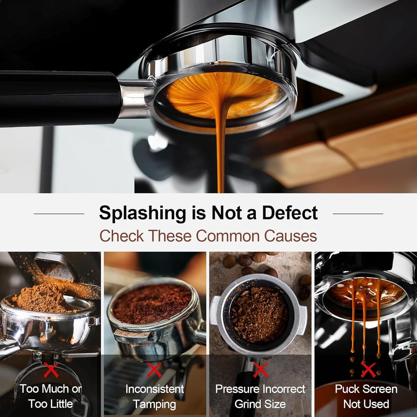 54mm Bottomless Portafilter & Puck Screen, 3-Ear Stainless Head, Compatible with Breville Barista Pro, Bambino Plus, Barista Express Impress, Infuser, Barista Touch, Duo-Temp Pro & Bambino